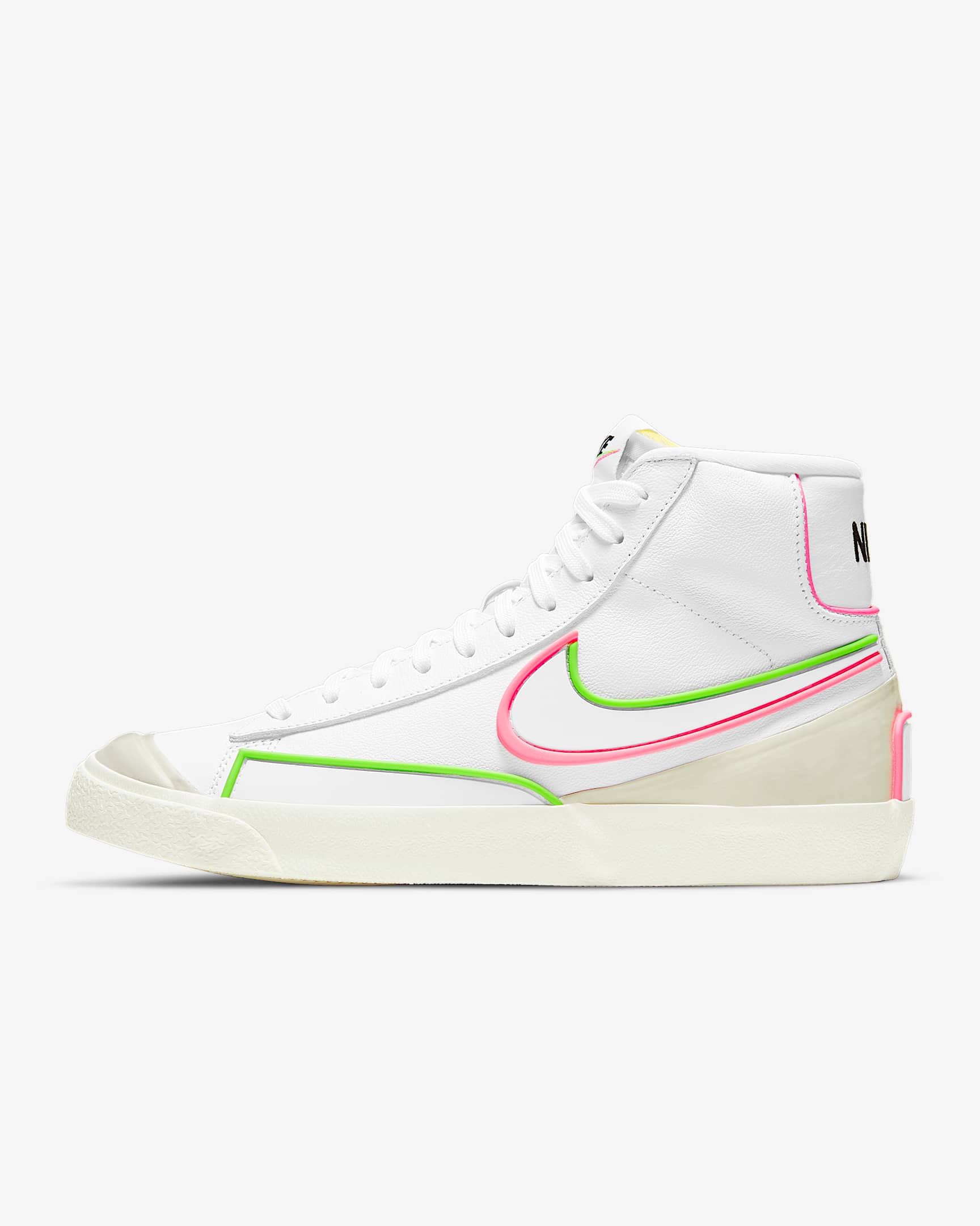 Nike Blazer Mid '77 Infinite 女子运动鞋 - 白色/落日红/椰奶色/电子绿
