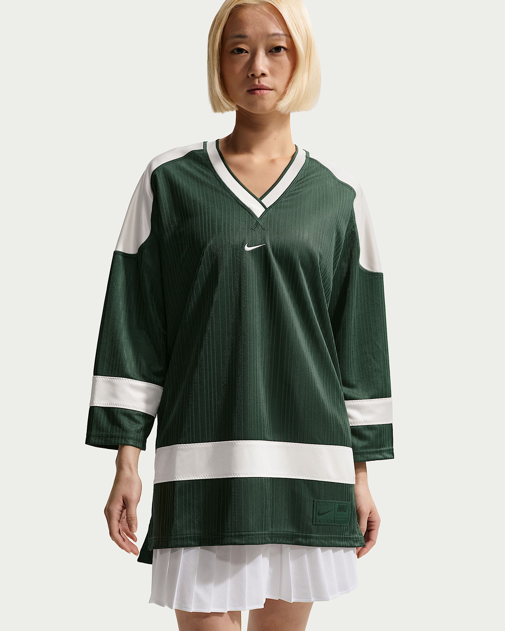 Nike Sportswear 女子 Oversize 风长款球衣 - 冷杉绿/粉白/粉白