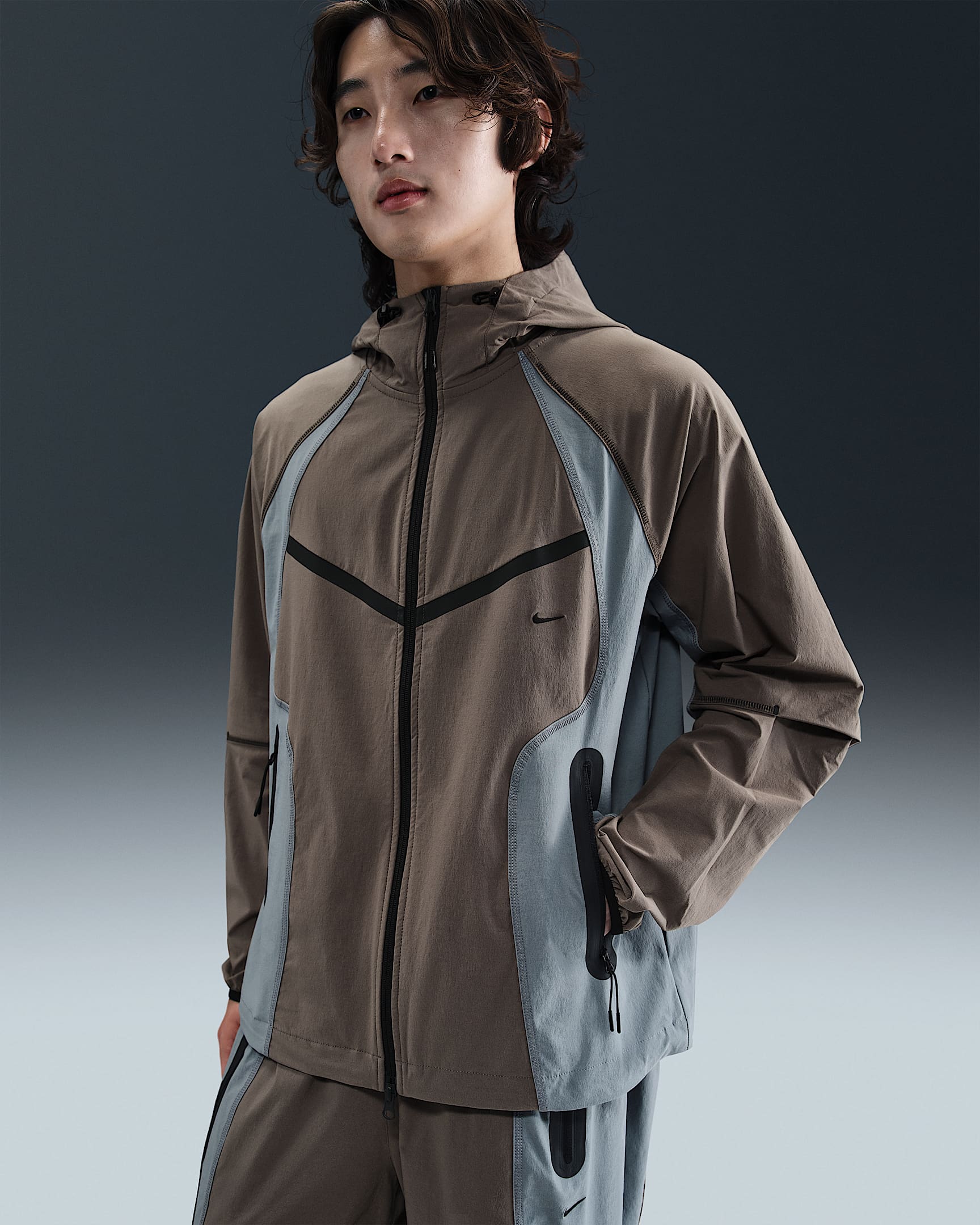 Nike Tech 男子梭织撞色宽松夹克 - 洞穴石色/冷灰/黑