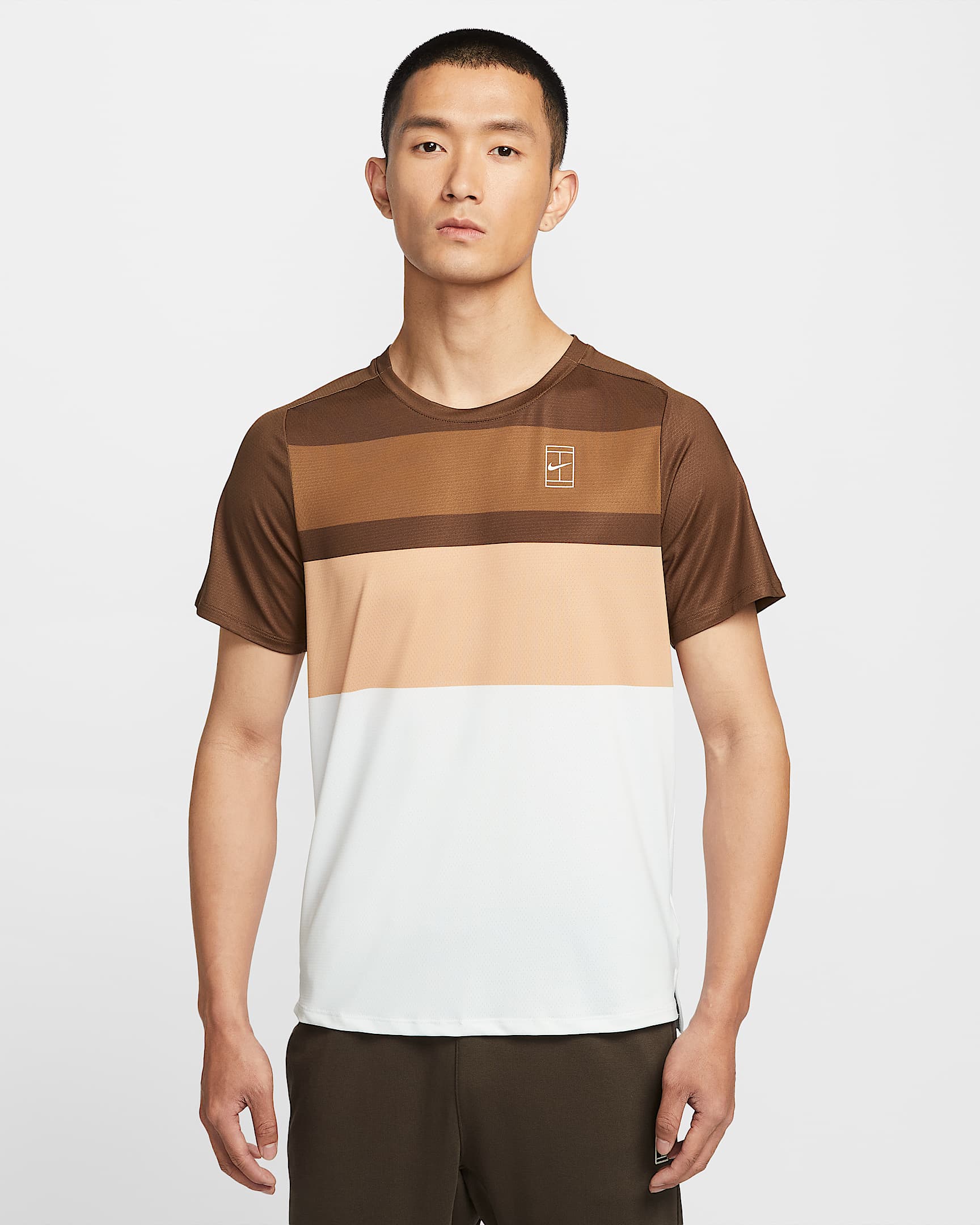 NikeCourt Advantage 男子速干网球上衣 - 惊喜可可色/白色/白色