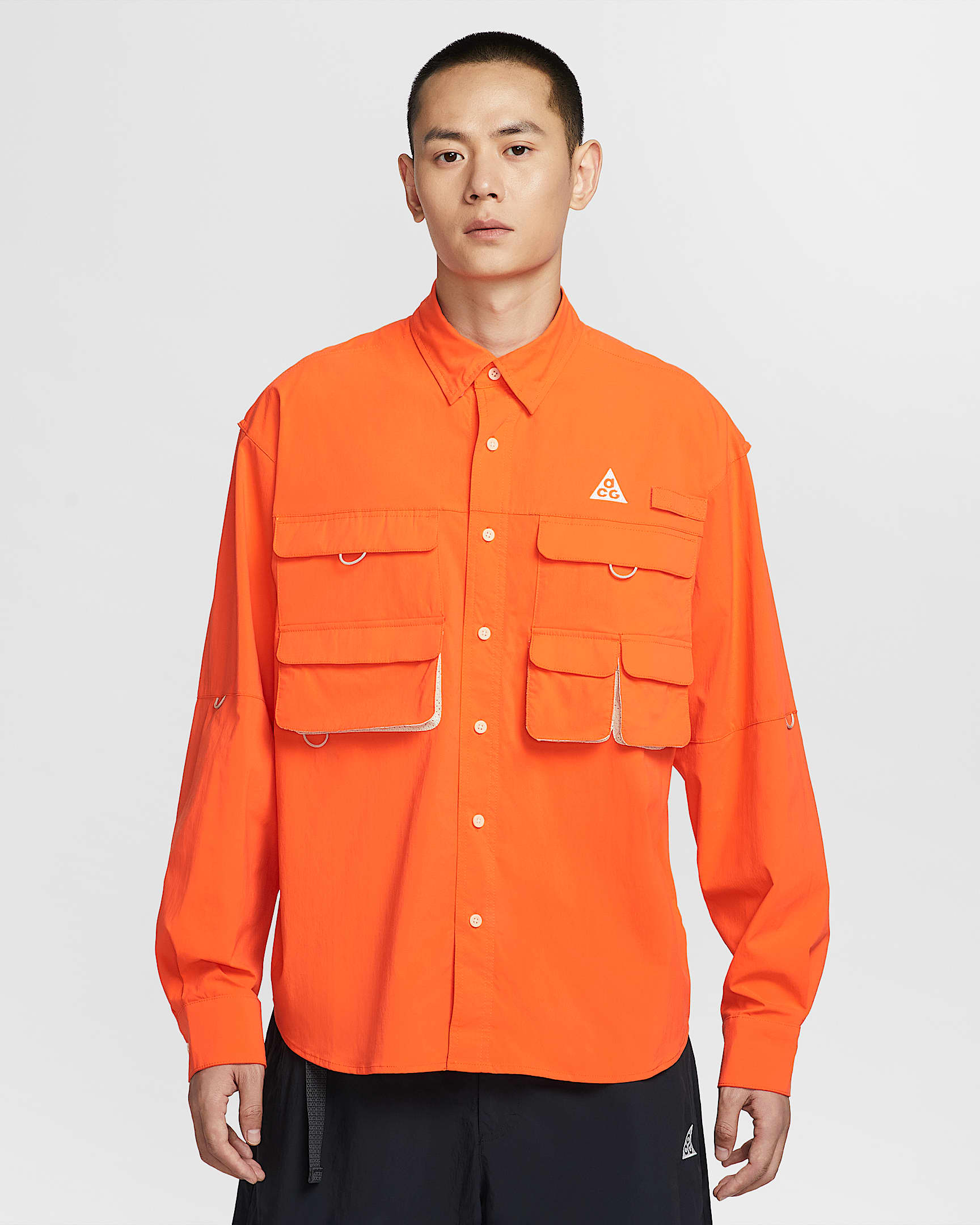 Nike ACG "Orb Weaver" Dri-FIT ADV 男子防晒速干长袖衬衫 - 安全橙/浅卡其/山峰白