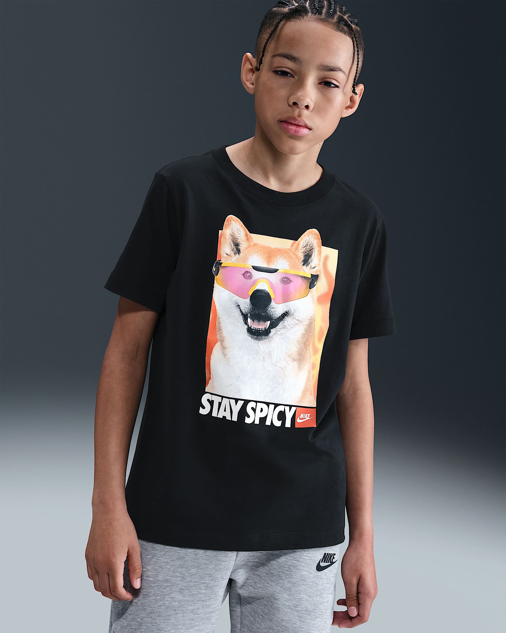 Nike Sportswear 大童小狗T恤 - 黑