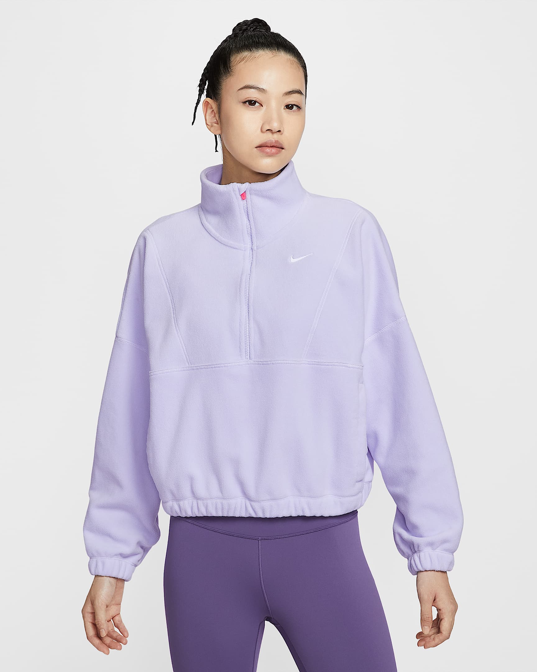 Nike One Therma-FIT 女子半长拉链开襟摇粒绒上衣 - 浅紫晶
