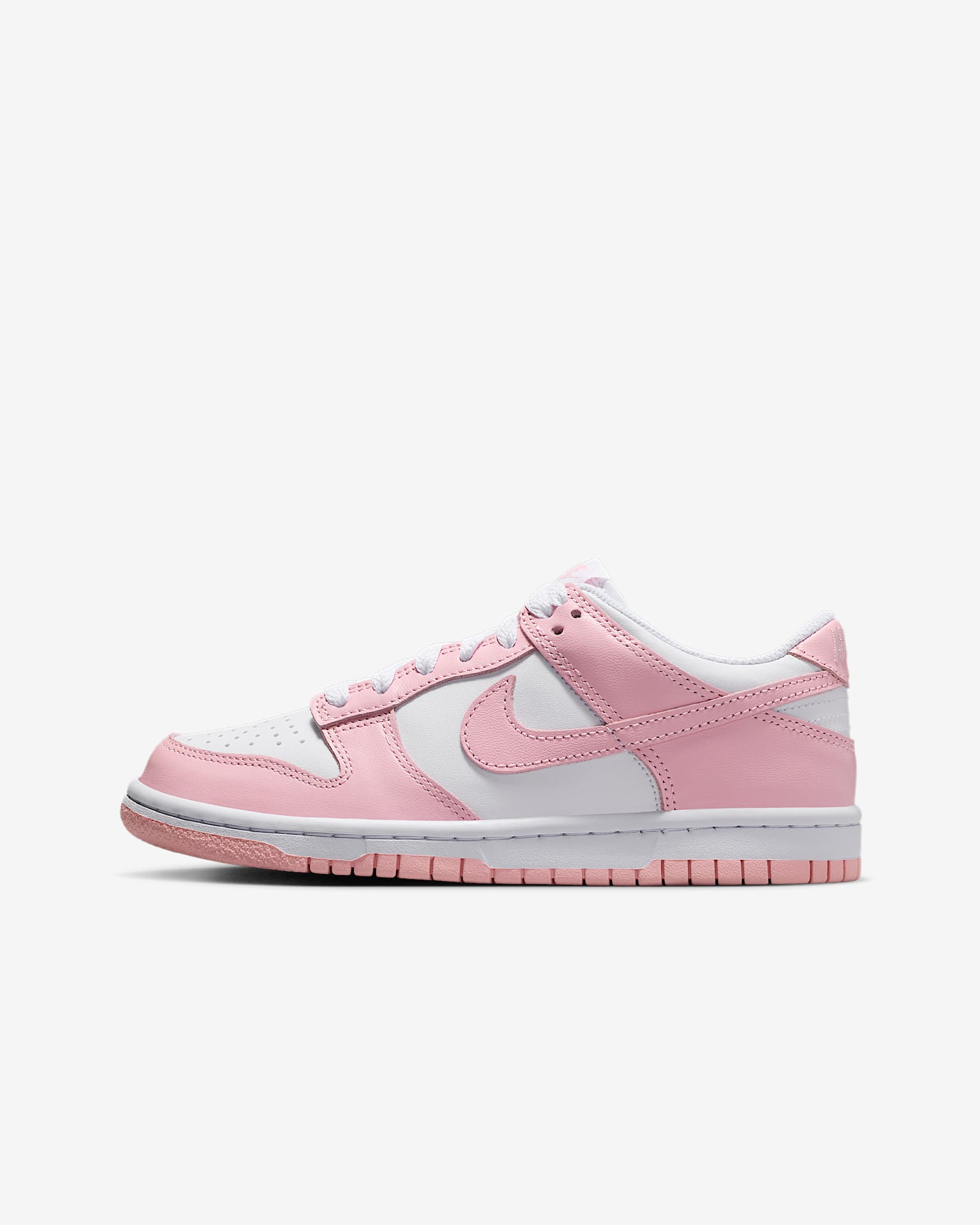 Nike Dunk Low 大童运动鞋板鞋 - 白色/白色/白色/中柔粉