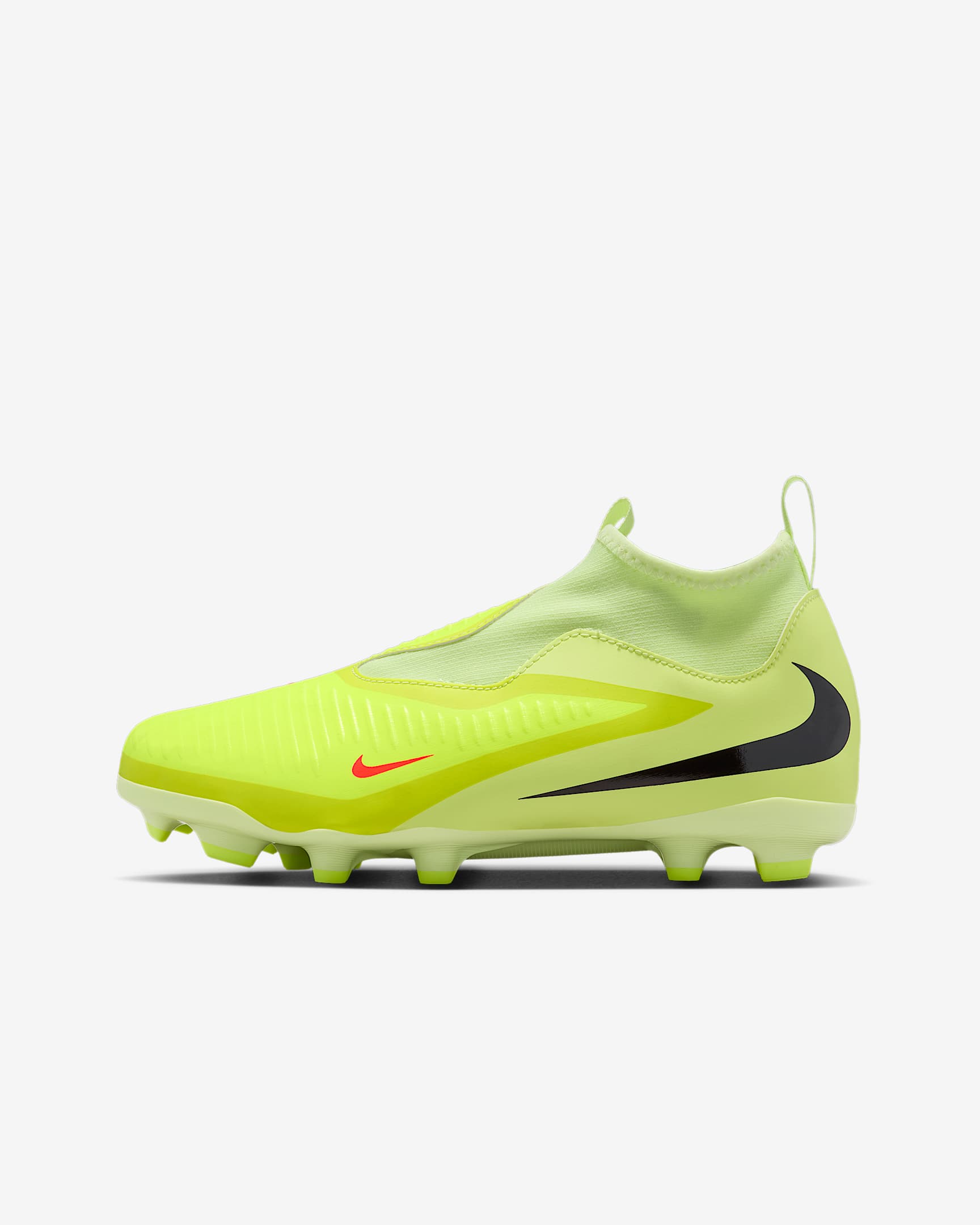 Nike Jr. Phantom 6 High Academy 耐克暗煞系列大童 MG 多种场地高帮足球鞋 - 橙红/亮石灰色/黑