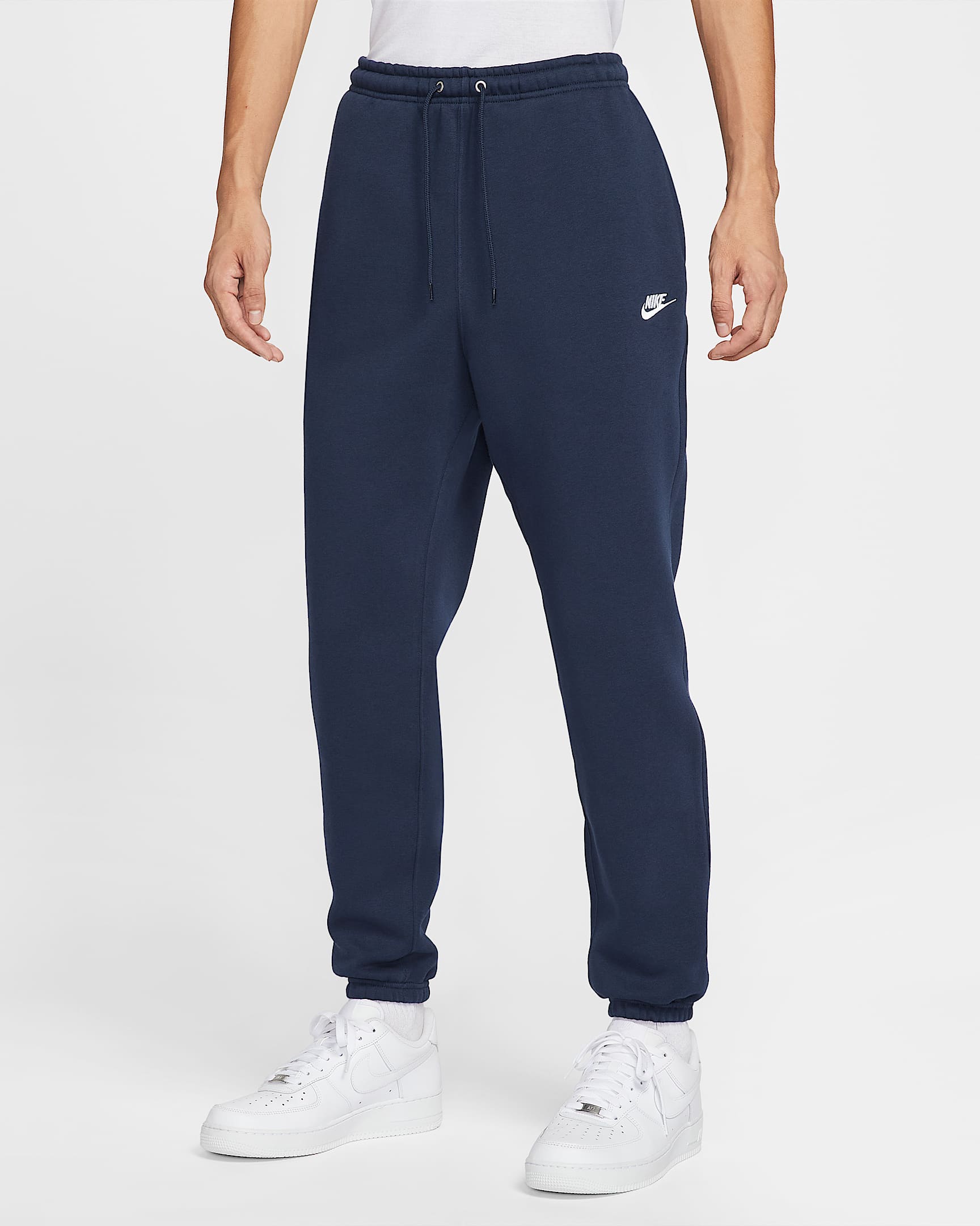 Nike Club 男子收口加绒长裤 - 黑曜石色/黑曜石色/白色