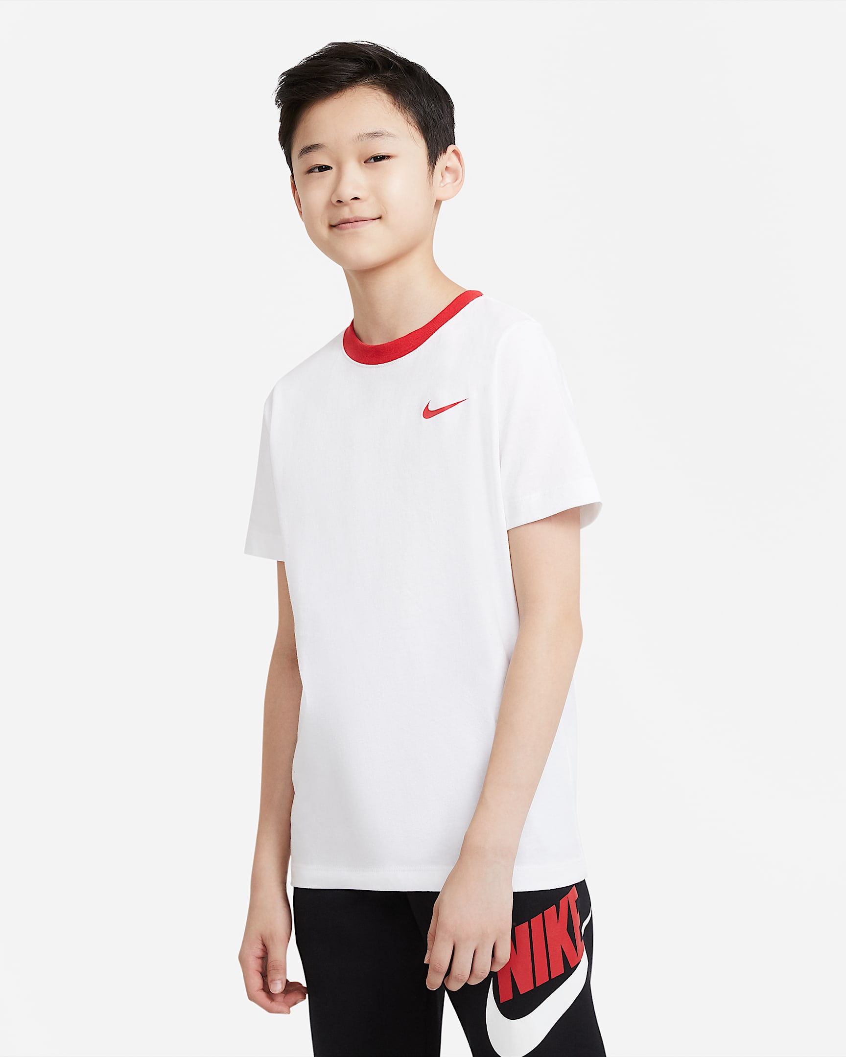 Nike Sportswear 大童（男孩）T恤 - 白色/大学红