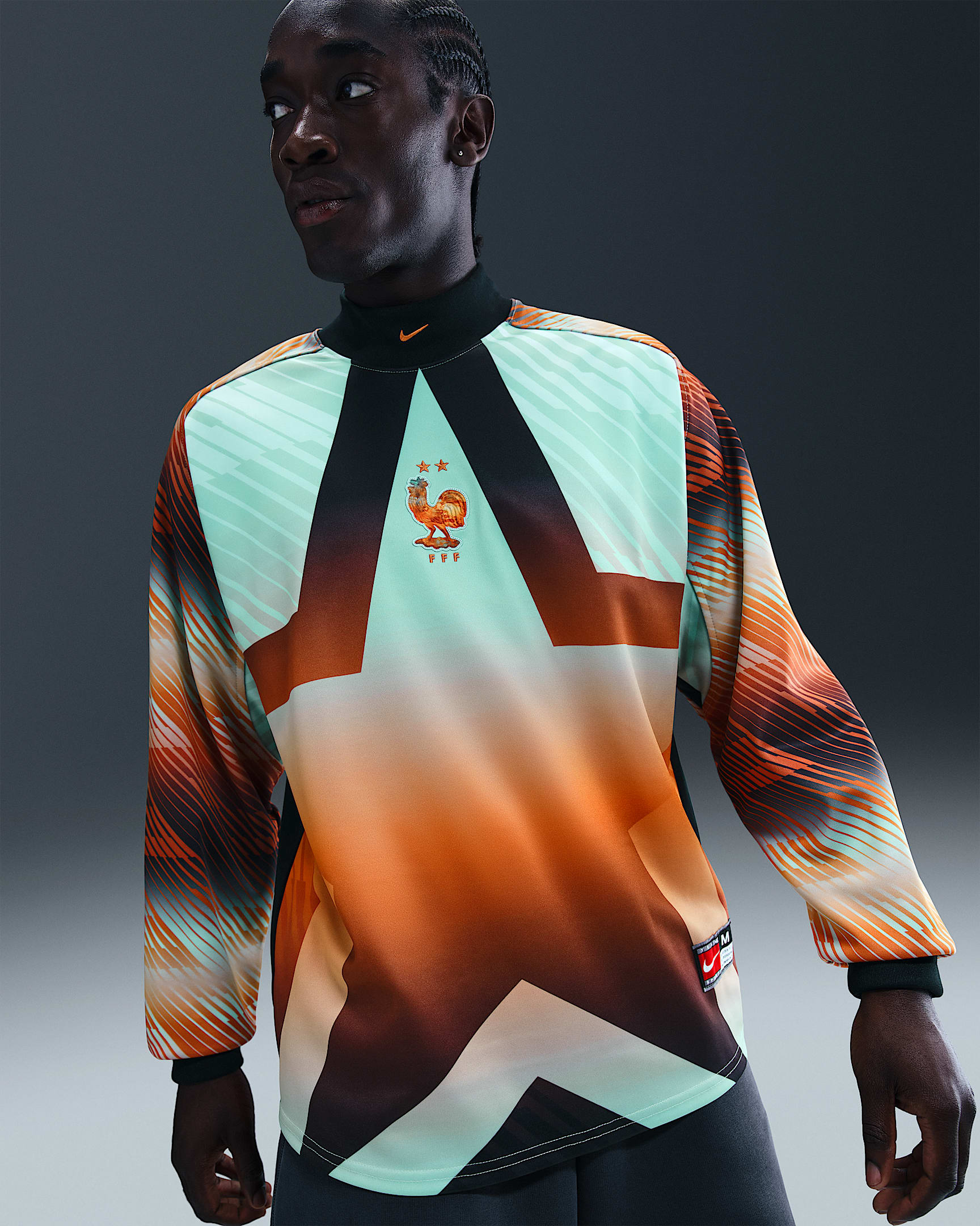 法国队守门员 Nike 男子长袖足球T恤 - 黑/君王/金属铜