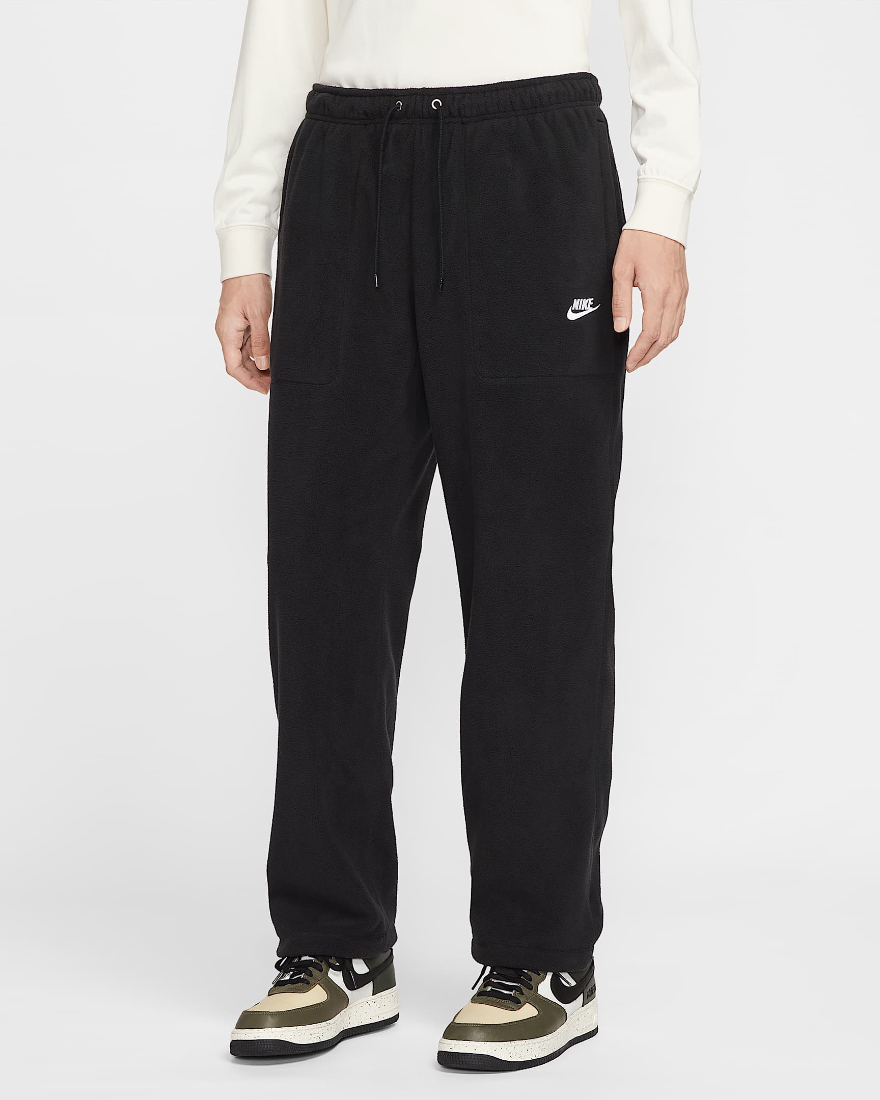 Nike Sportswear Club 男子冬季款摇粒绒长裤 - 黑/白色