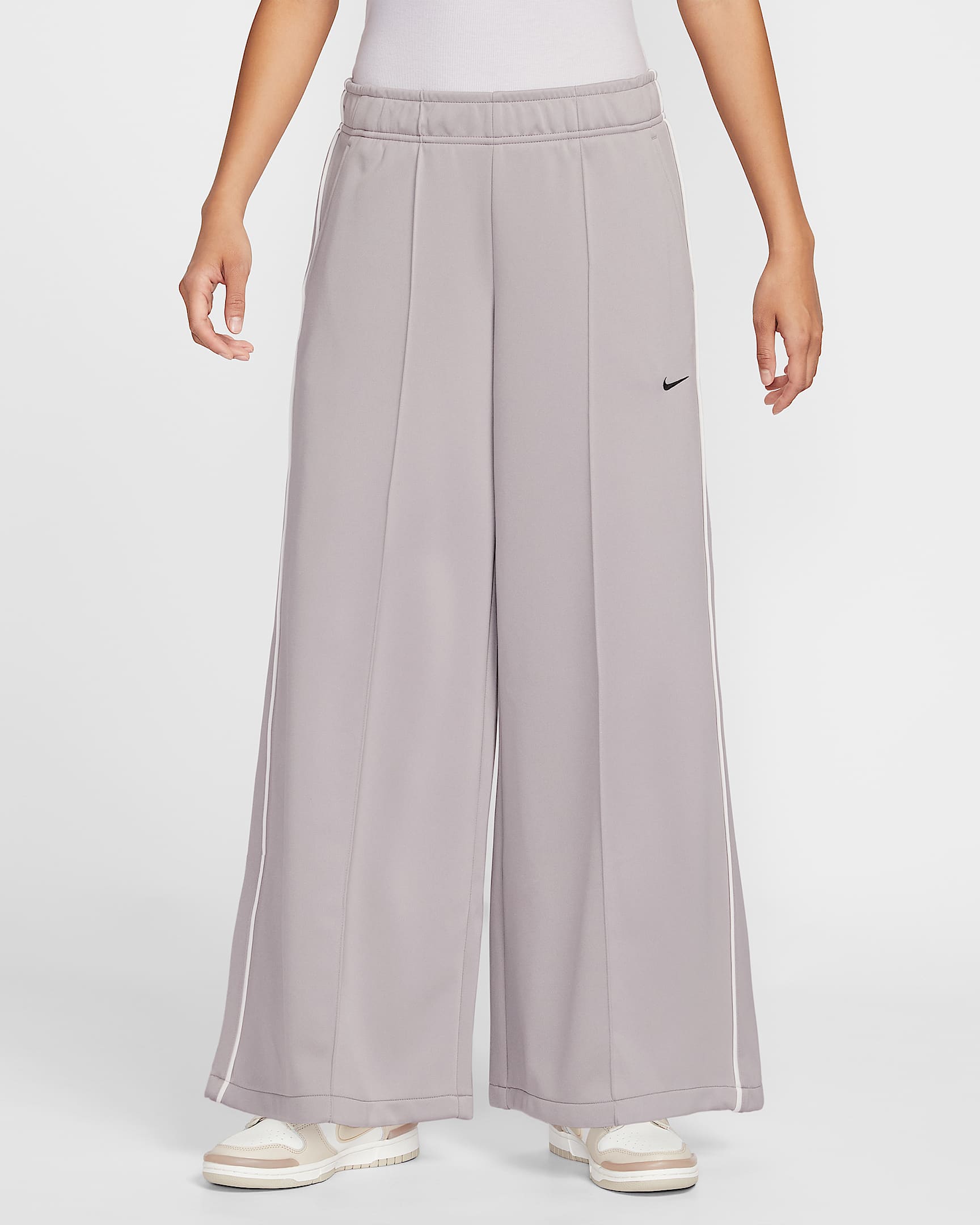 Nike Sportswear 女子中腰阔腿运动裤 - 大学灰/帆白/黑