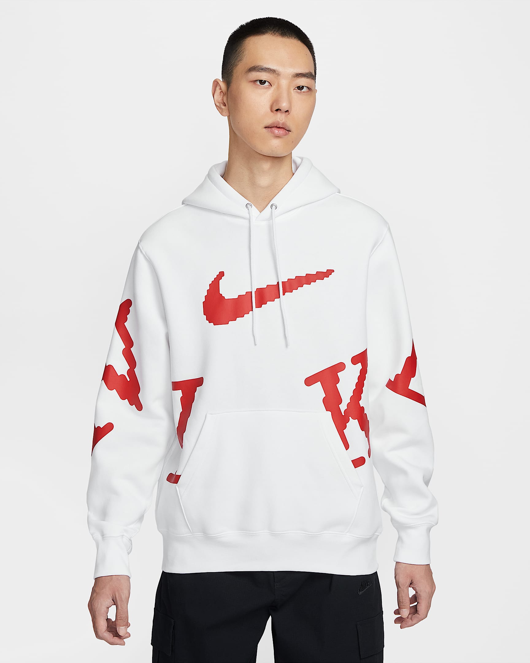 Nike Sportswear Club 男子加绒连帽衫 - 白色/大学红