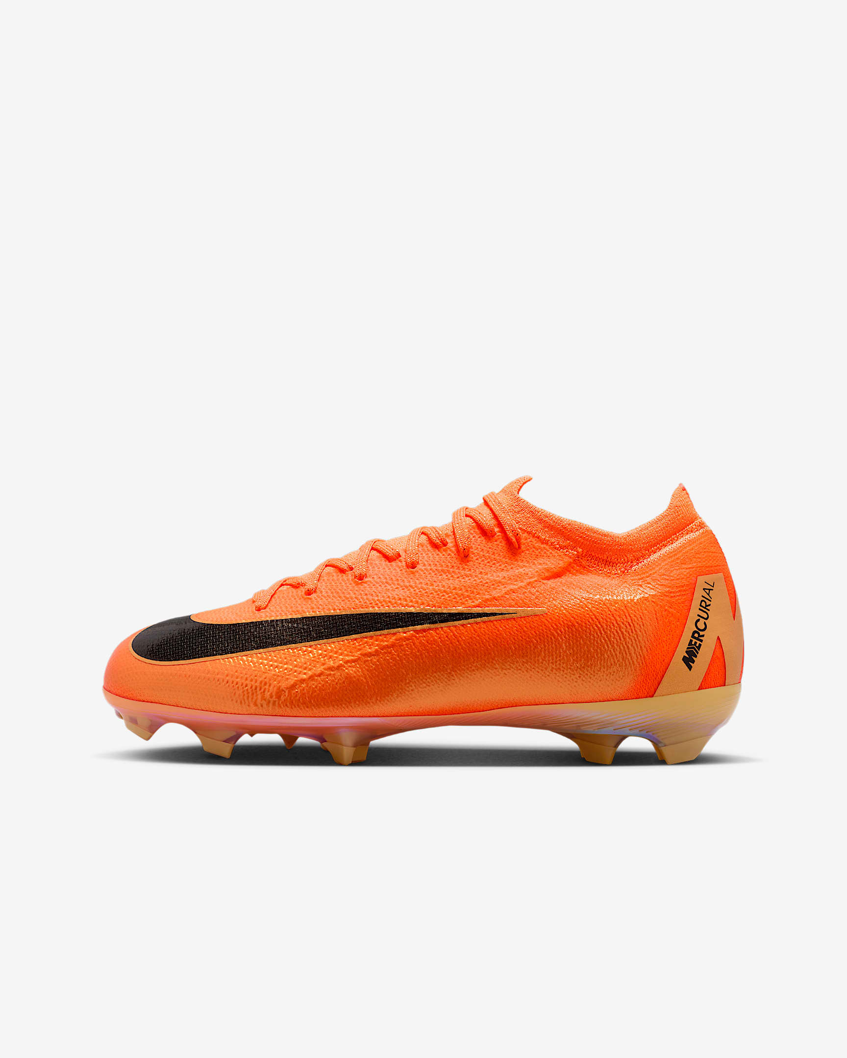 Nike Jr. Mercurial Vapor 16 Pro 耐克刺客系列大童 FG 天然硬质草地低帮足球鞋 - 荷兰橙/金属活力金