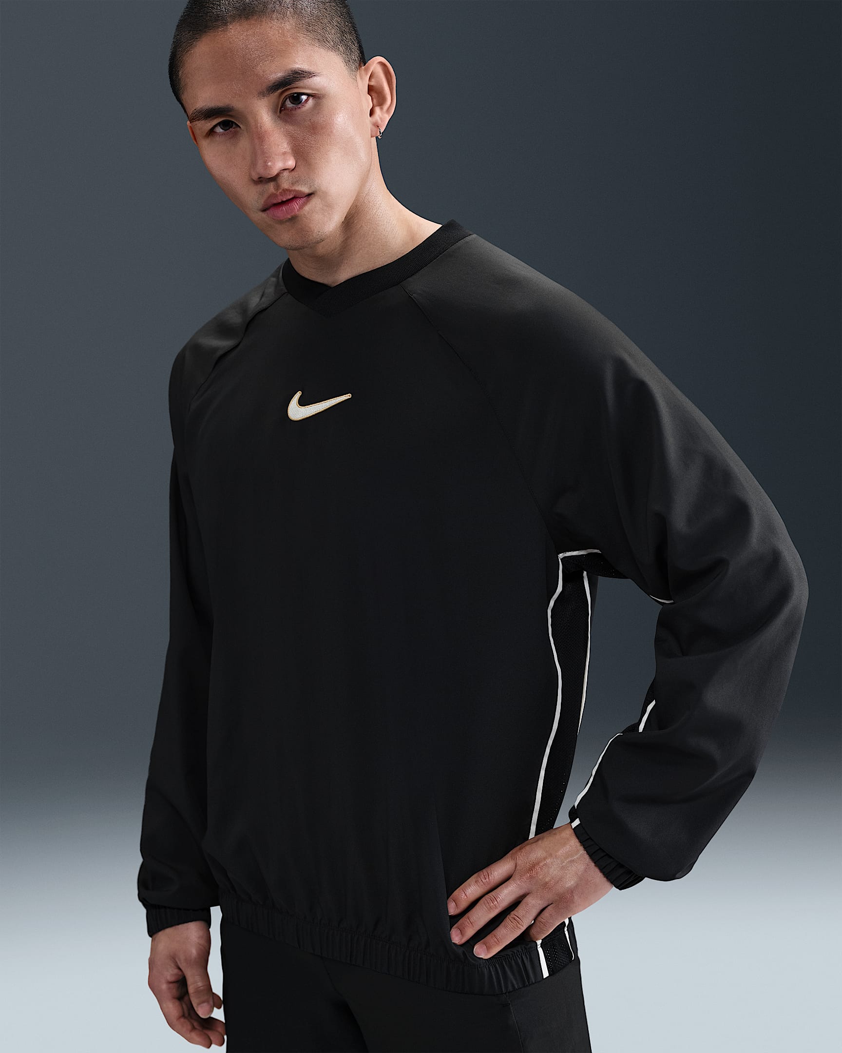 Nike Academy+ Dri-FIT 男子速干足球上衣 - 黑/黑/淡象牙白/淡象牙白
