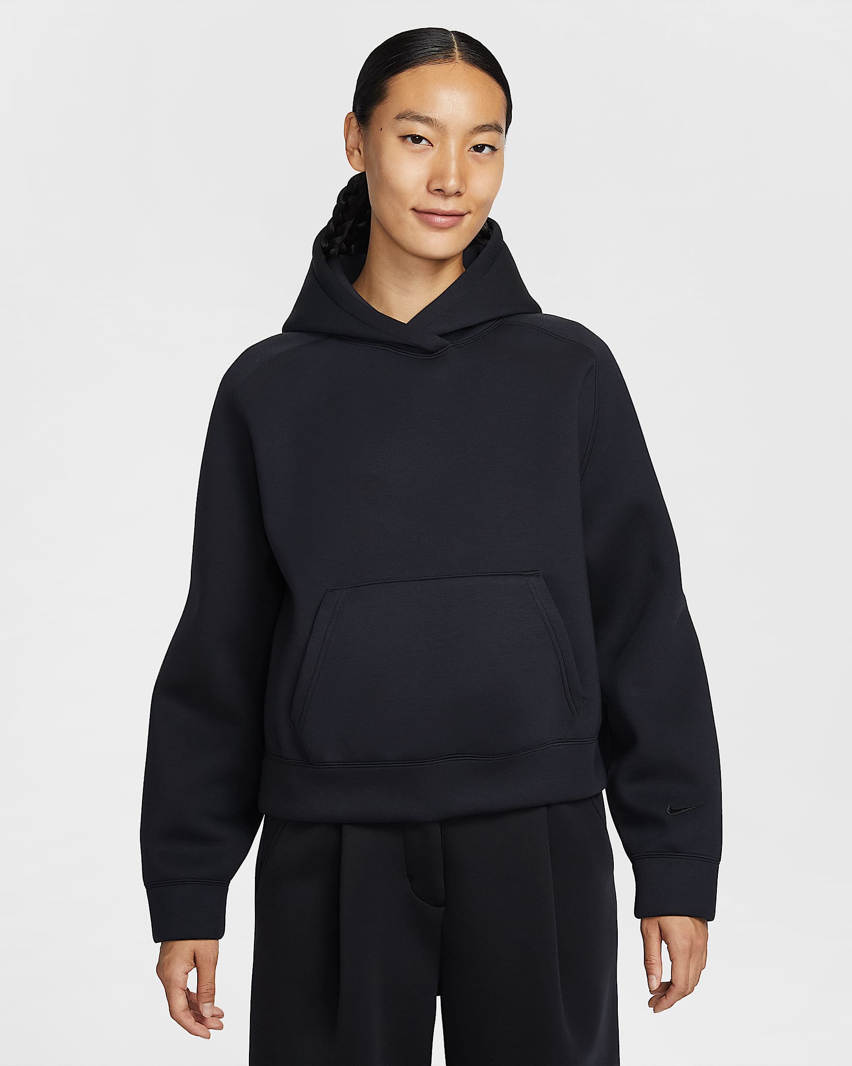 Nike Sportswear 女子 Oversize 风针织套头连帽衫 - 黑/黑/黑