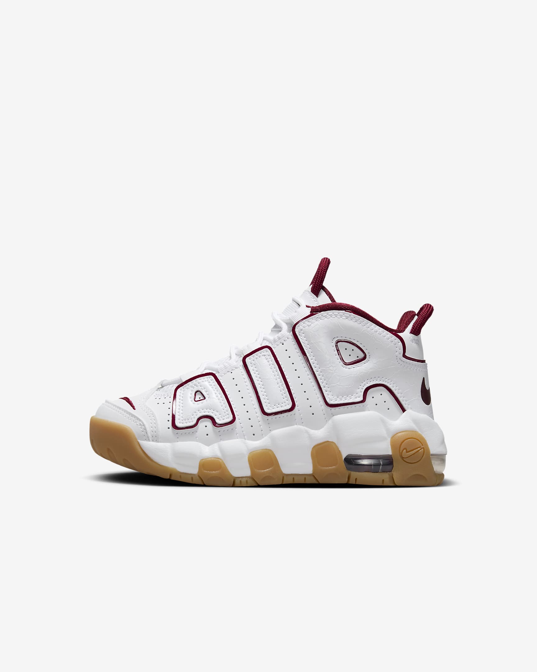 Nike Air More Uptempo 幼童运动鞋 - 白色/橡皮浅褐/队红