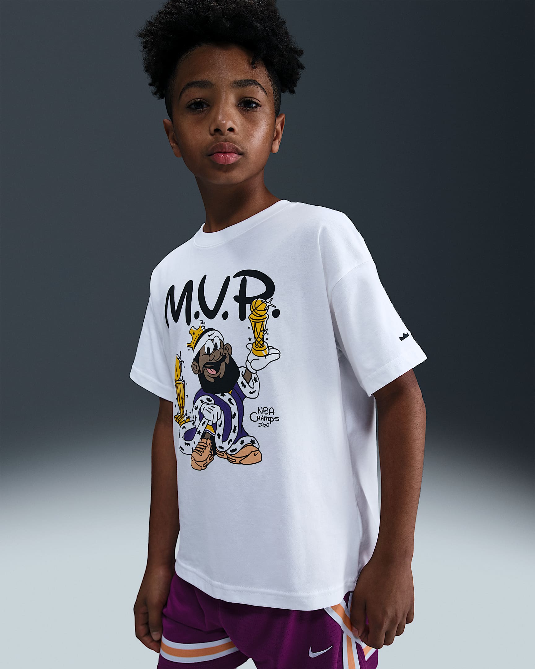 LeBron "Bubble Boy" 詹姆斯“园区冠军”大童篮球T恤 - 白色