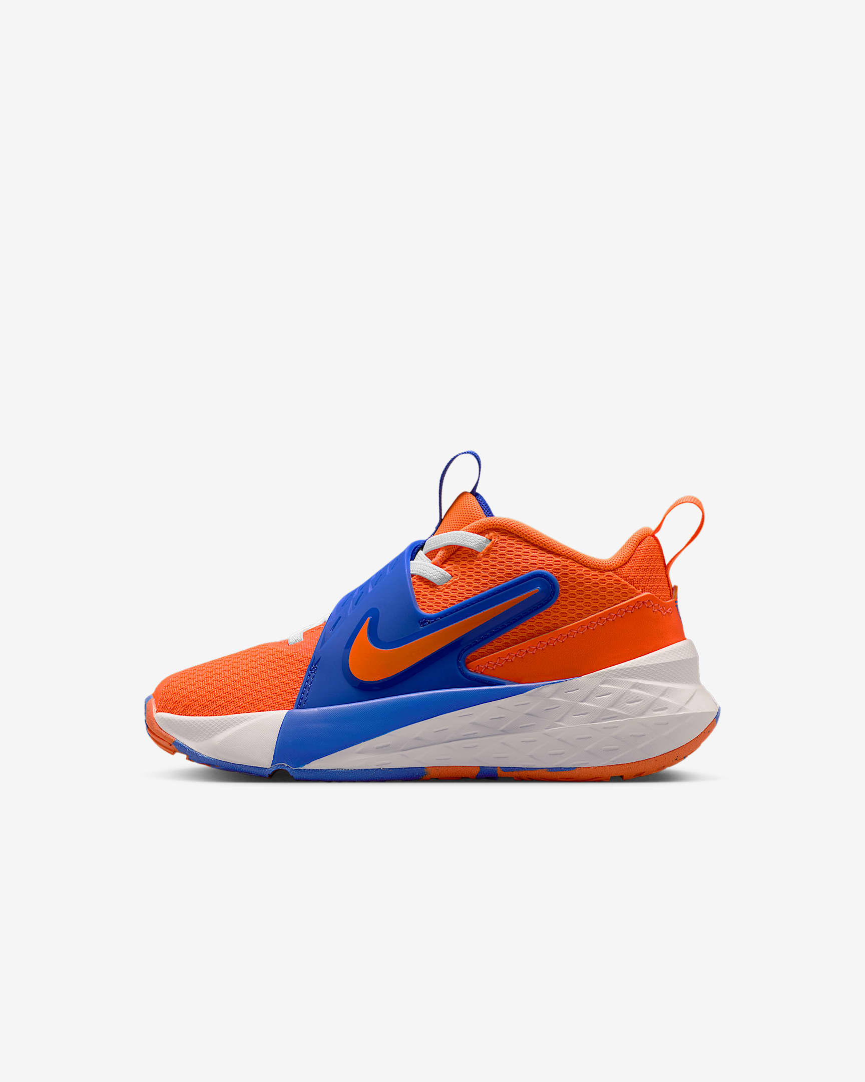 Nike Team Hustle D 12 幼童易穿脱运动鞋 - 荷兰橙/赛车蓝/足球灰/荷兰橙