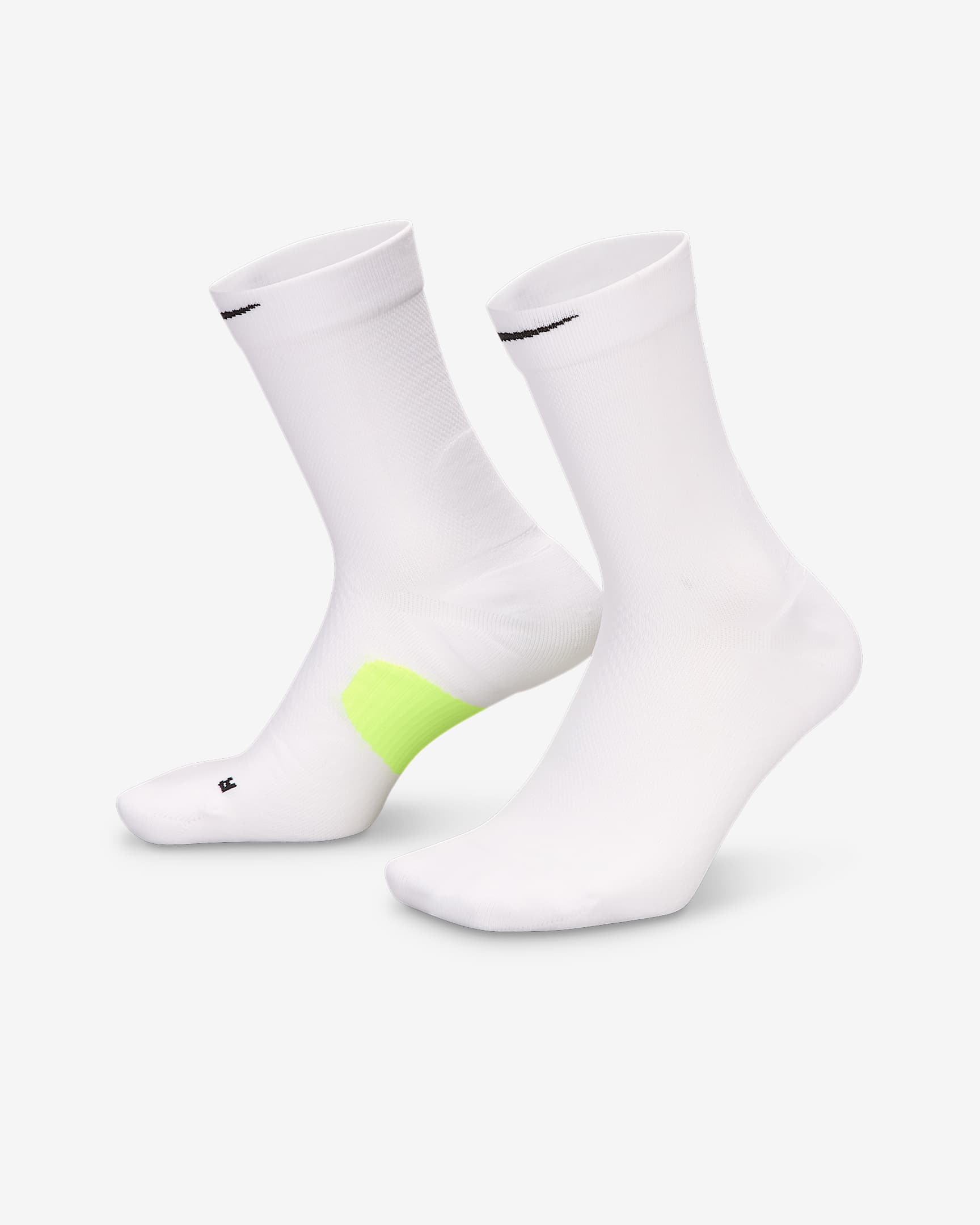 Nike Midweight Running 速干中筒运动袜(1 双) - 白色/荧光黄/黑