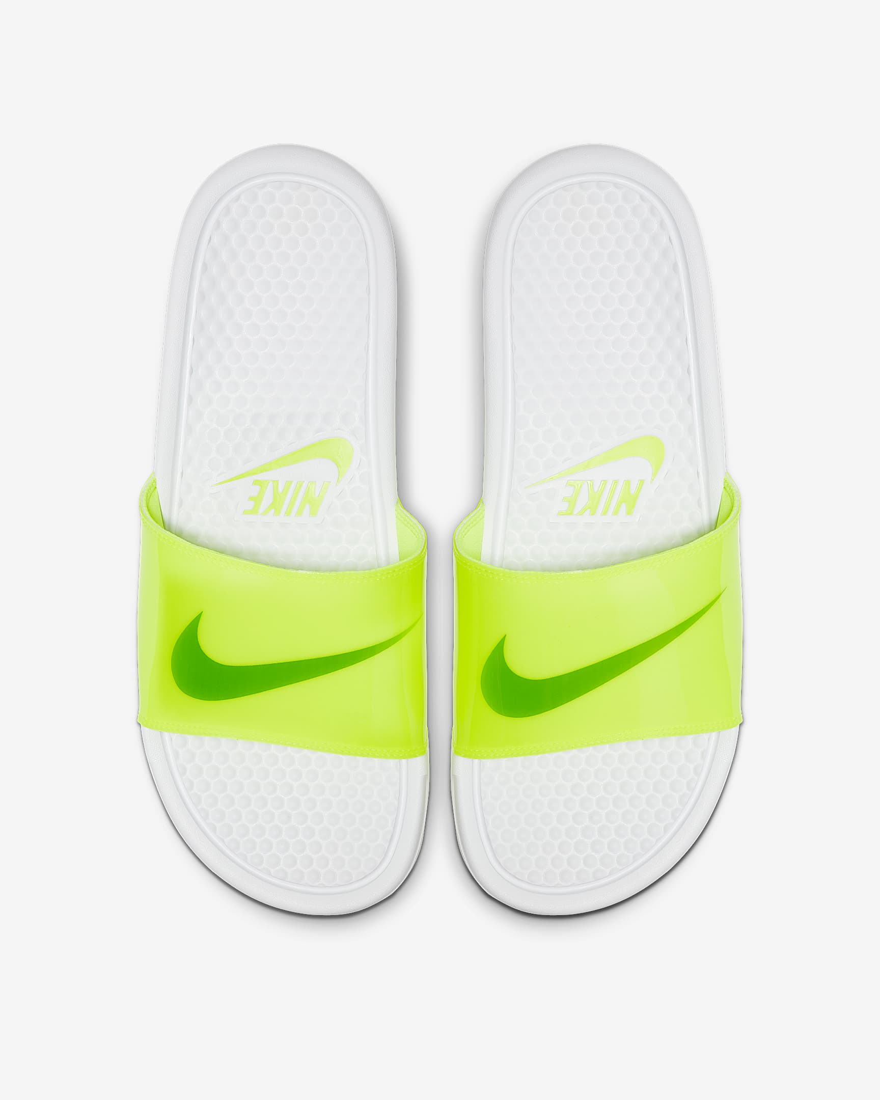 Nike Benassi JDI Print 男子拖鞋 - 荧光黄/白色/荧光黄