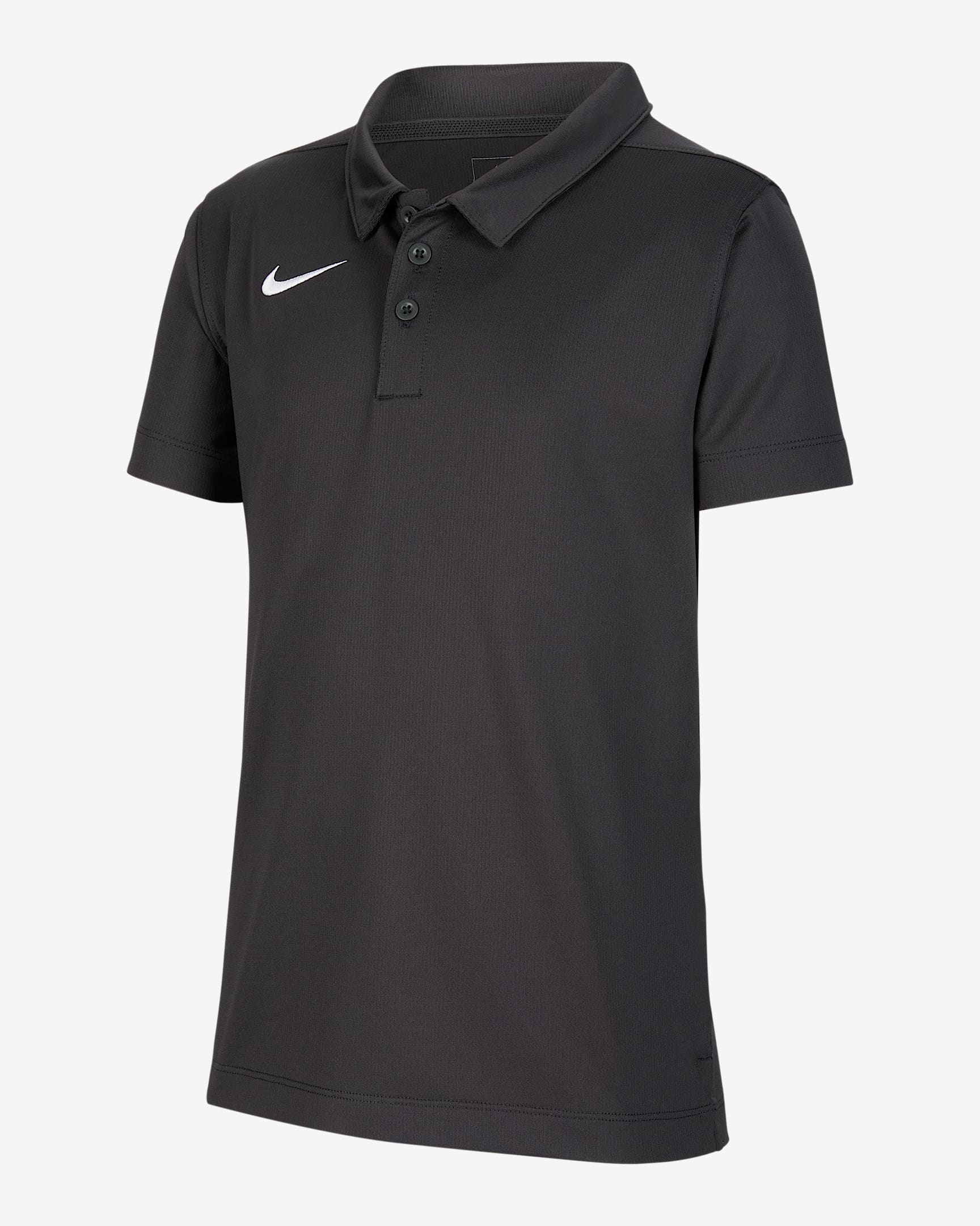 Nike Dri-FIT Stock 大童(男孩)速干翻领T恤 - 煤黑