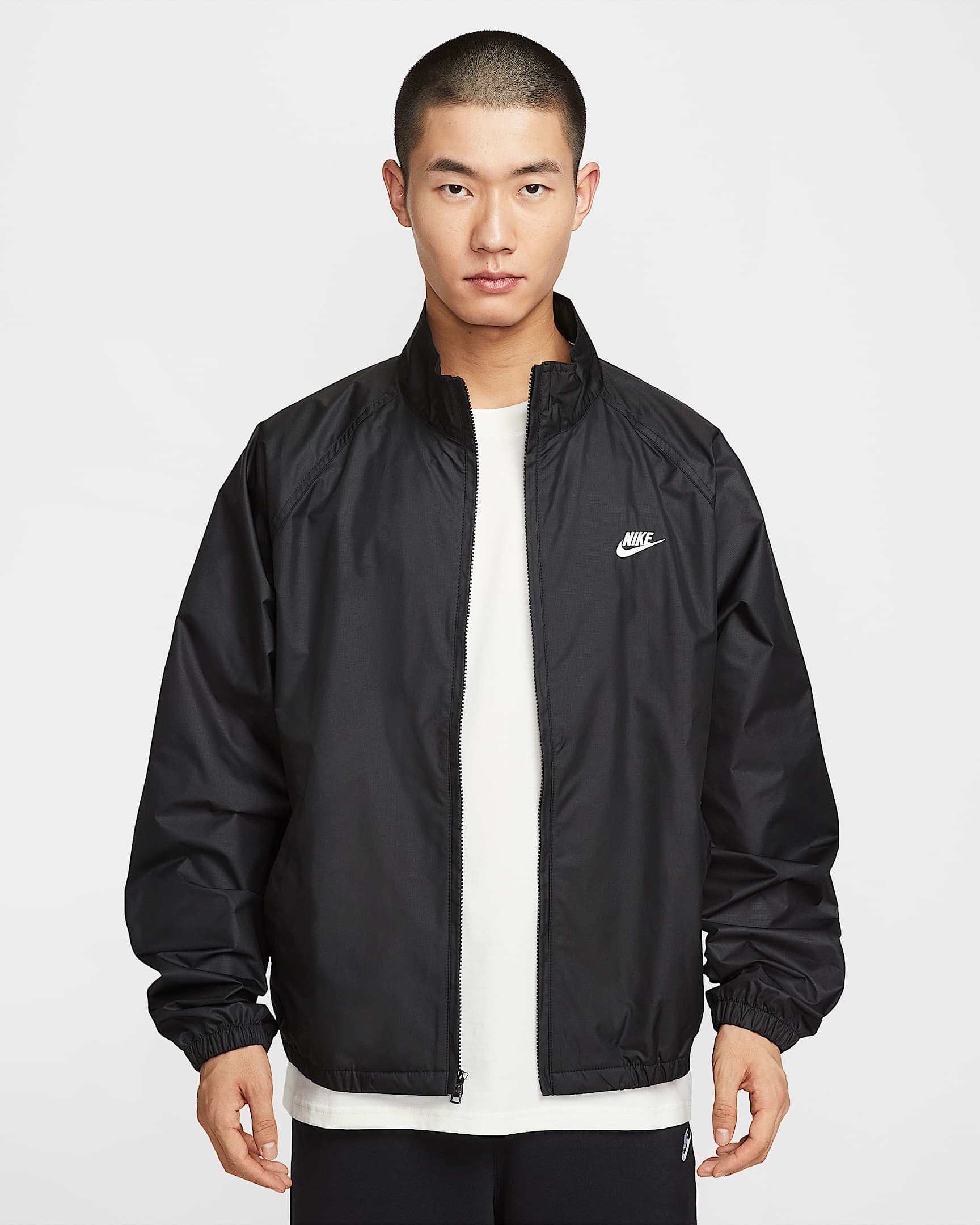 Nike Sportswear Club Roscoe 男子全长拉链开襟夹克 - 黑/白色