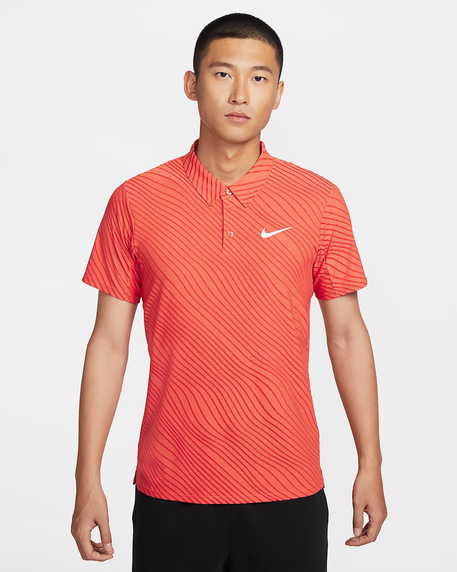NikeCourt Slam Dri-FIT ADV 扬尼克·辛纳同款男子速干翻领T恤 - 草皮橙/草皮橙/白色