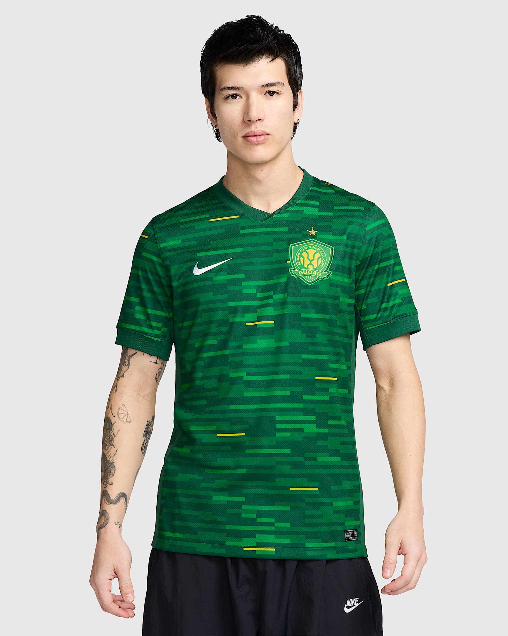 2025 赛季北京国安主场球迷版 Nike Dri-FIT 男子速干足球球衣 - 松绿/峡谷绿/白色