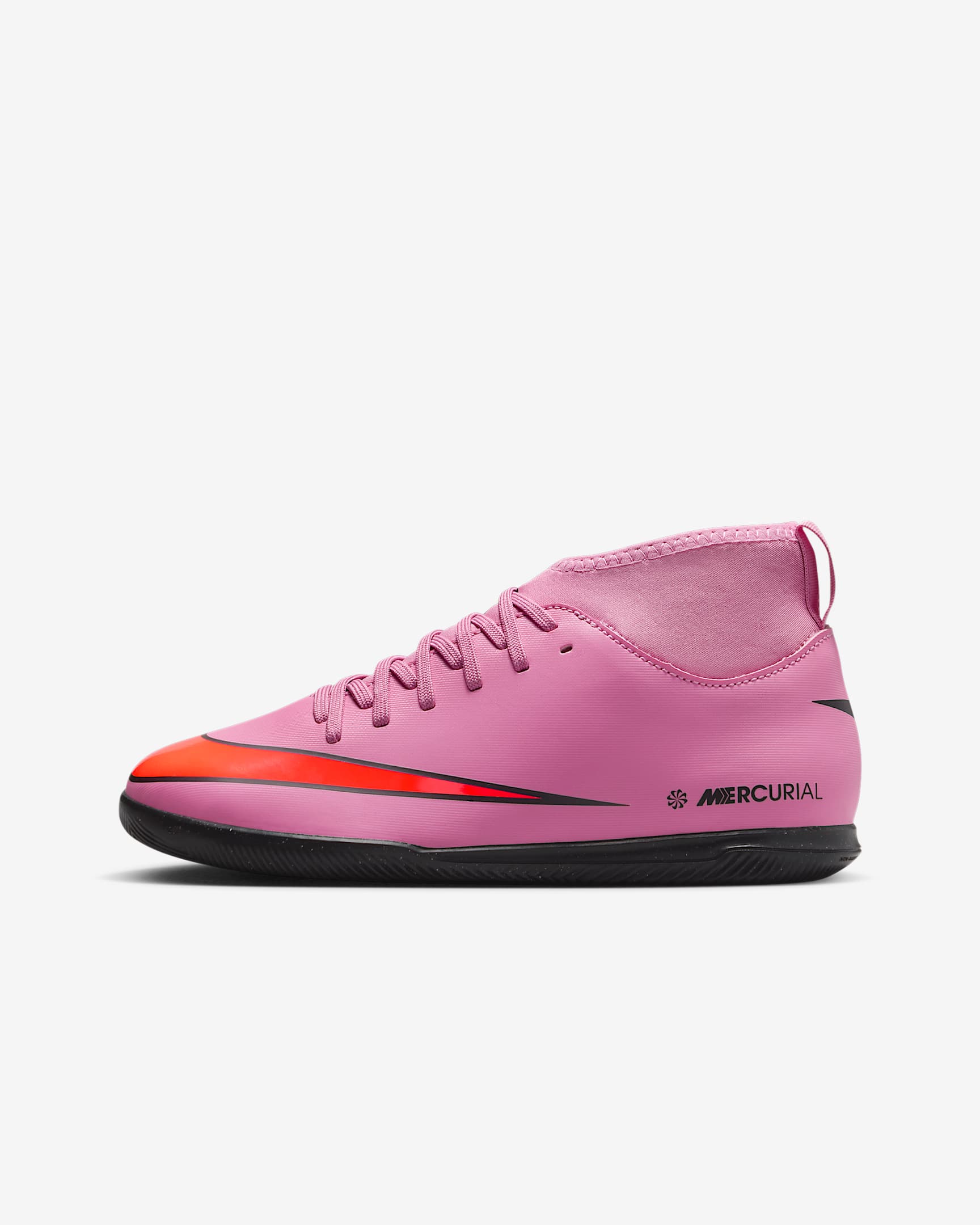 Nike Jr. Mercurial Superfly 10 Club 耐克刺客系列大童室内/球场高帮足球鞋 - 神秘火烈鸟红/鲜橙红/黑
