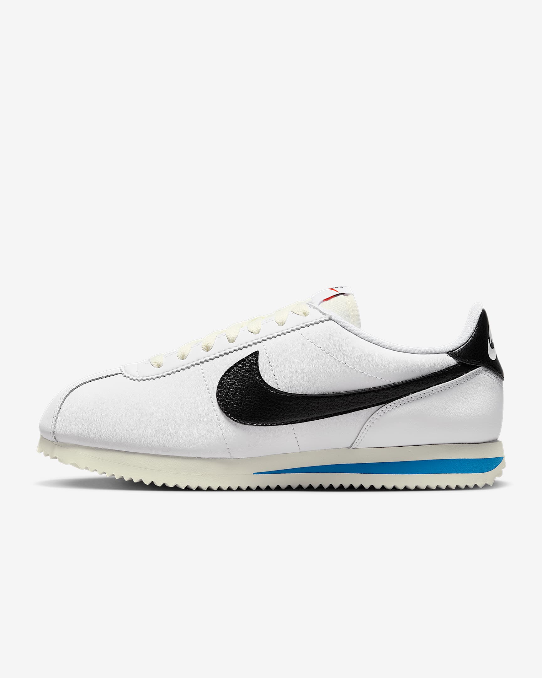Nike Cortez Leather 女子复古运动鞋 - 白色/浅清透蓝/帆白/黑