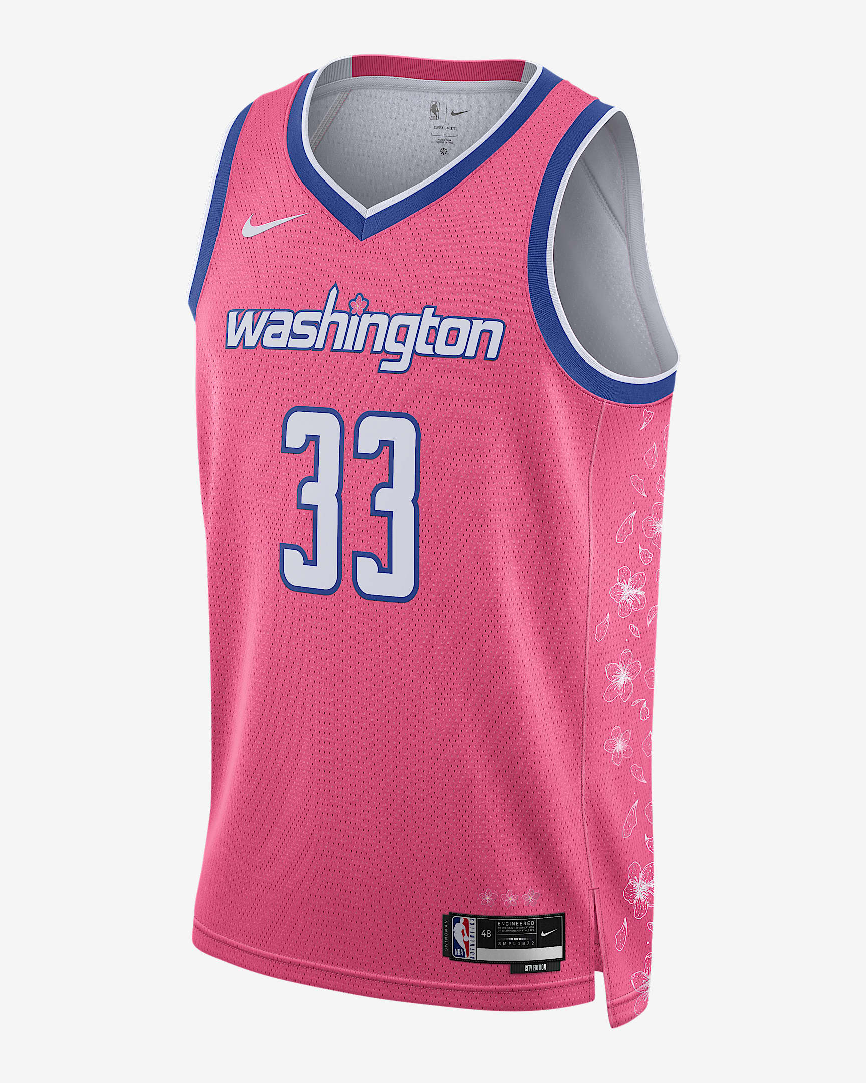 华盛顿奇才队 City Edition Nike Dri-FIT NBA Swingman Jersey 男子速干球衣 - 活力粉