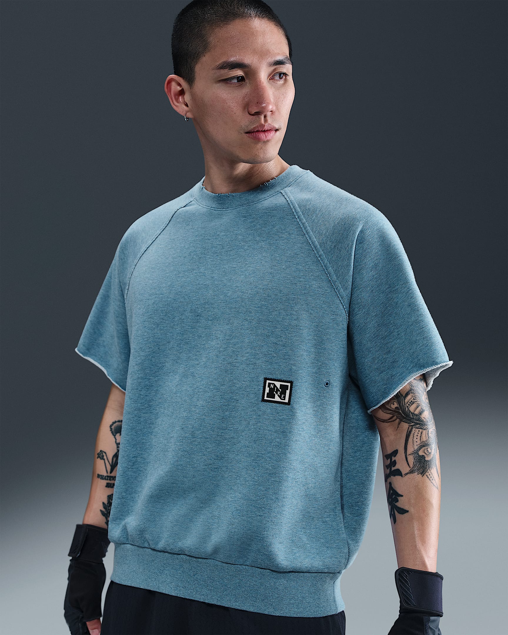 Nike Heritage Dri-FIT 男子速干针织短袖训练上衣 - 烟灰蓝/调色/烟灰蓝/烟灰蓝