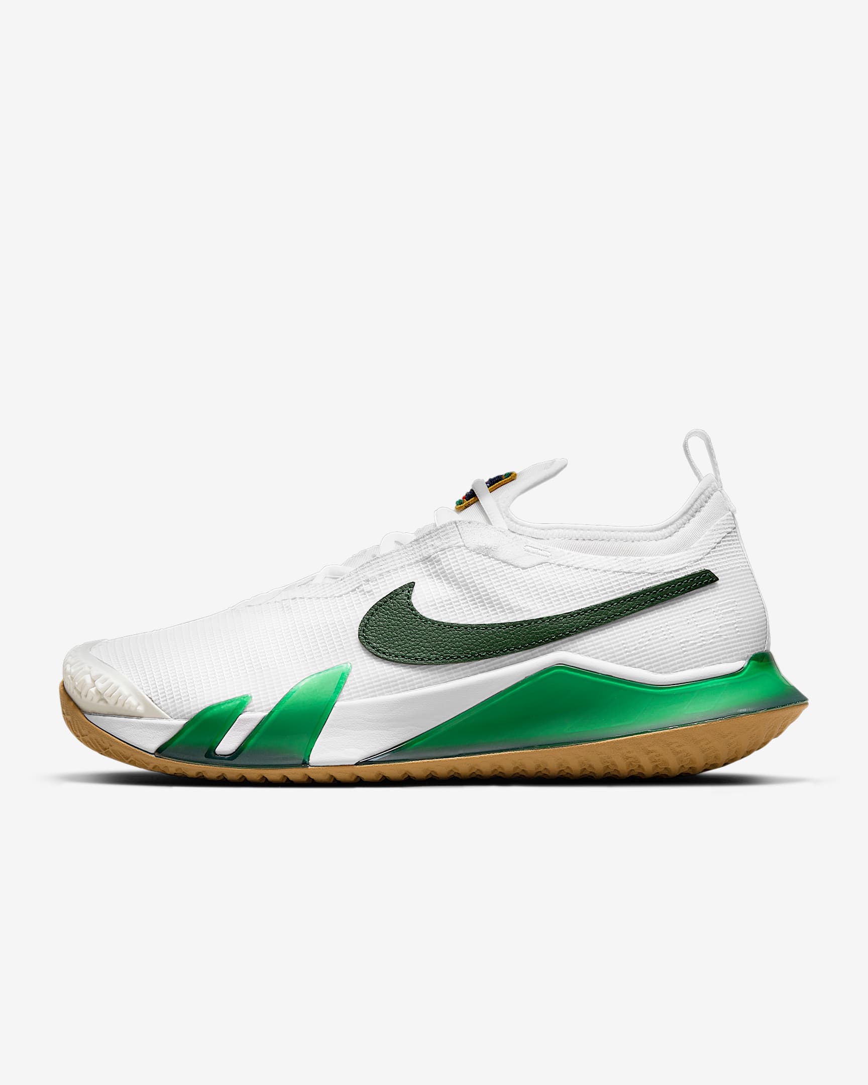 Nike React Vapor NXT HC 男子硬地球场网球鞋 - 白色/山峰白/麦黄/峡谷绿