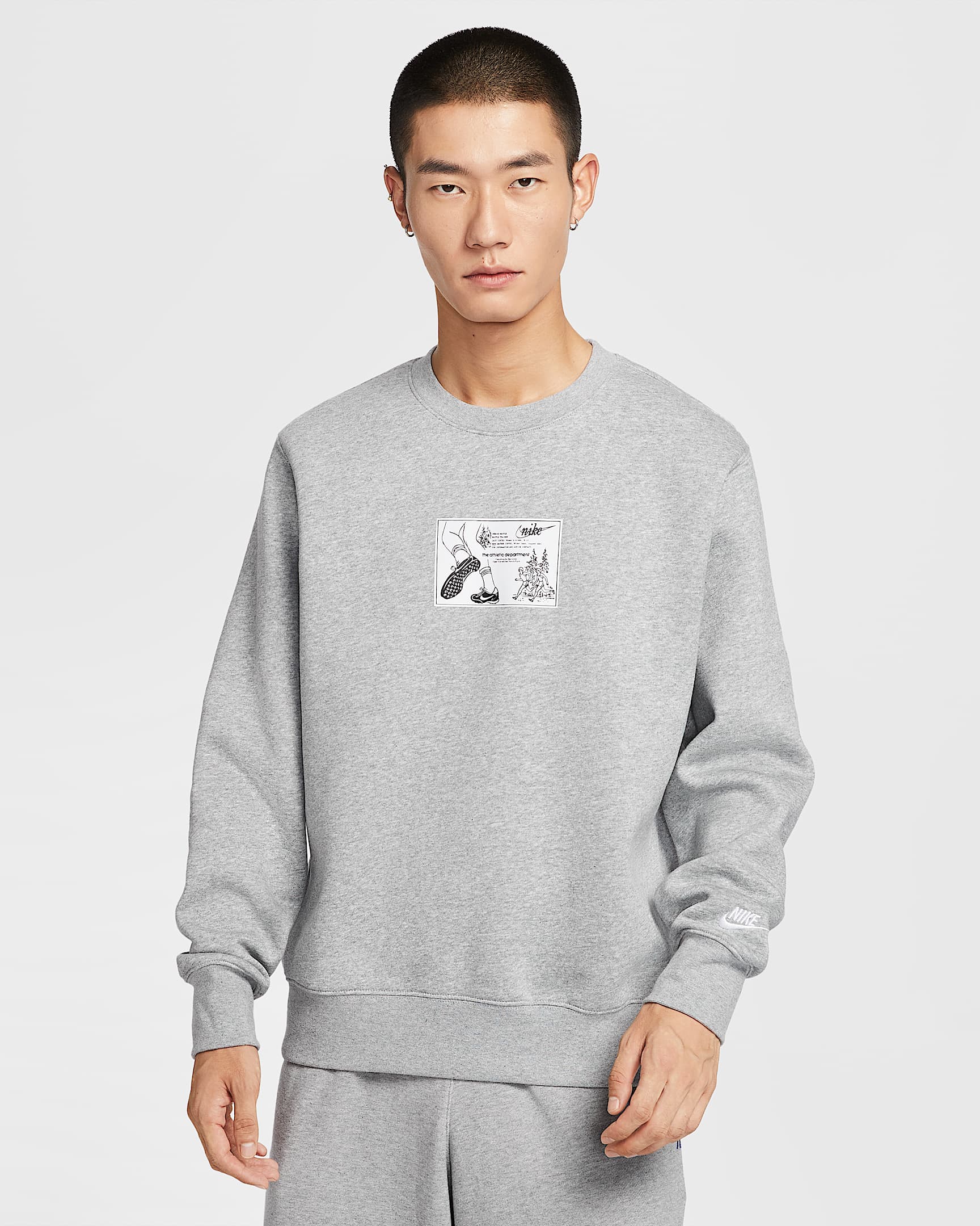 Nike Sportswear Club 男子加绒圆领运动衫 - 调色暗灰/白色