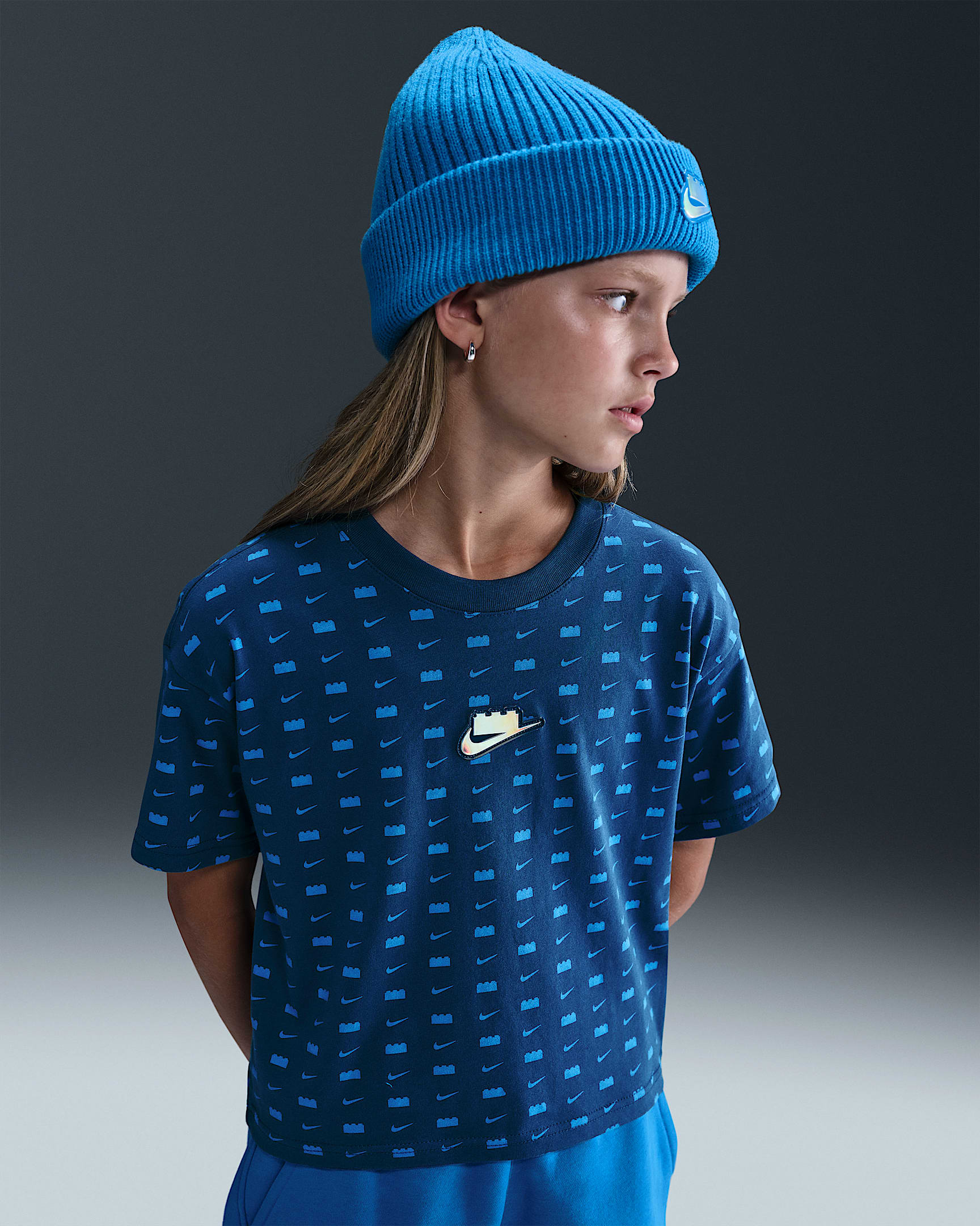 Nike x LEGO® Collection 大童短款T恤 - 勇气蓝