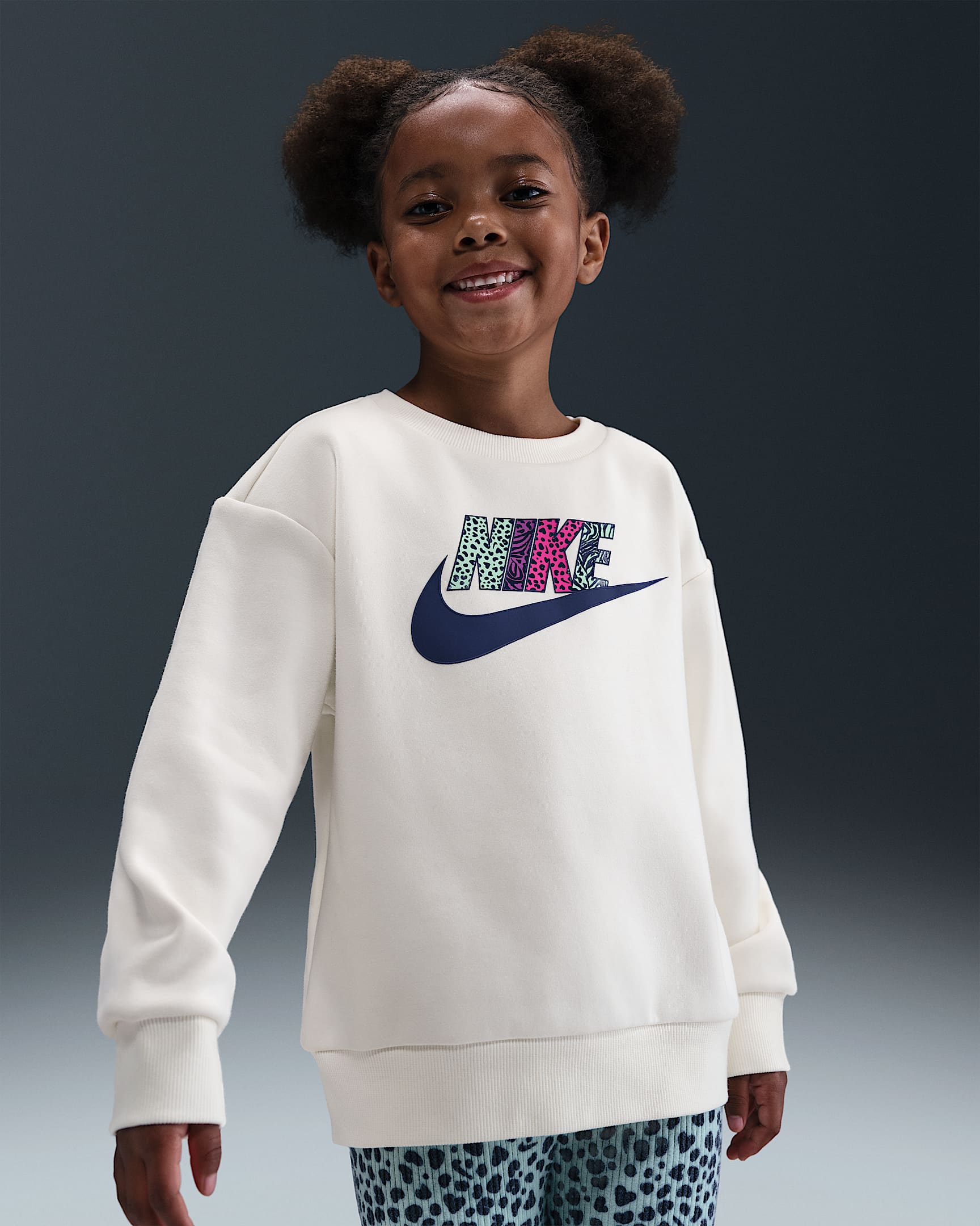 Nike 幼童活力风加绒圆领上衣 - 珍珠灰