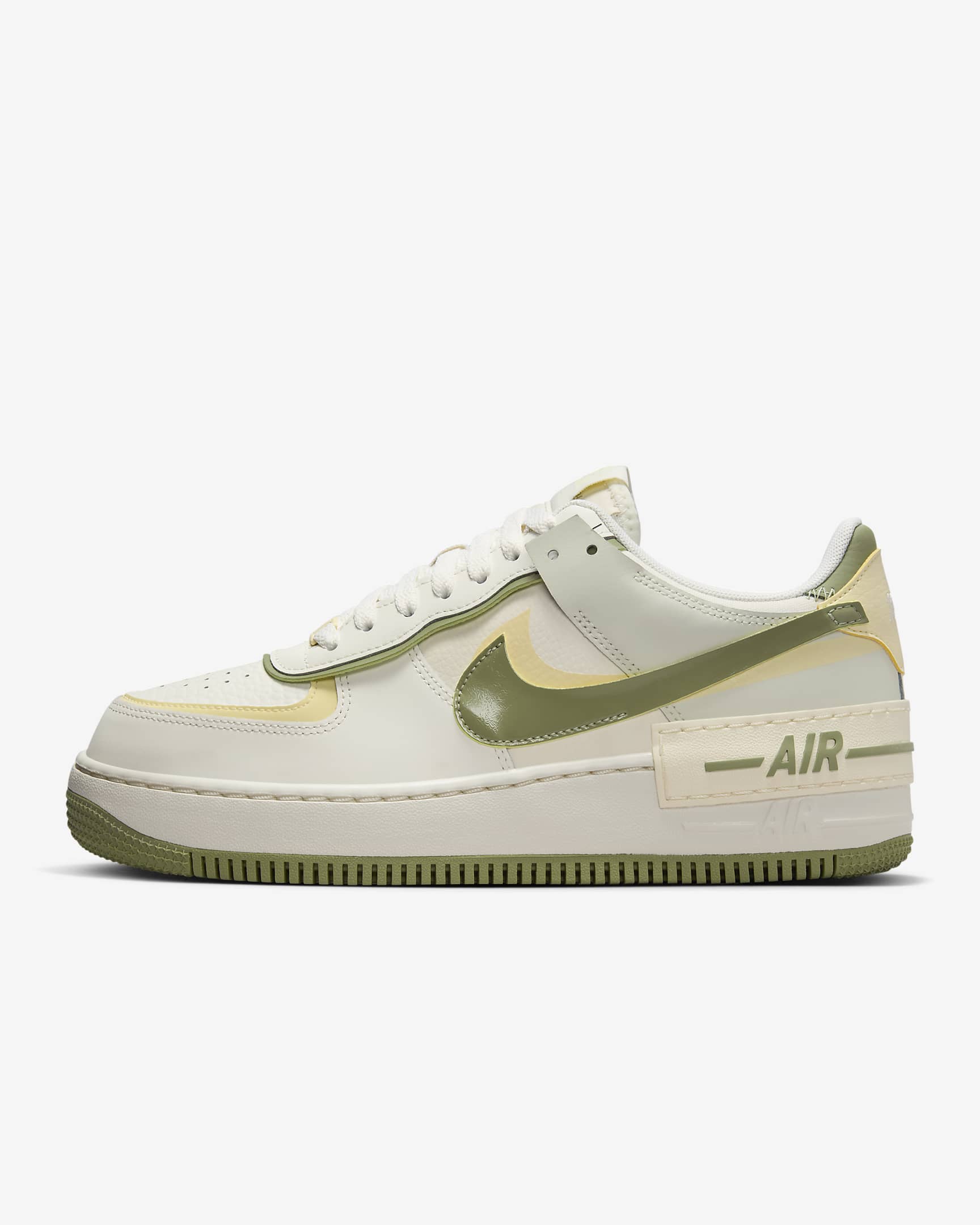 Nike Air Force 1 Shadow 女子空军一号运动鞋 - 帆白/石膏色/淡象牙白/油绿