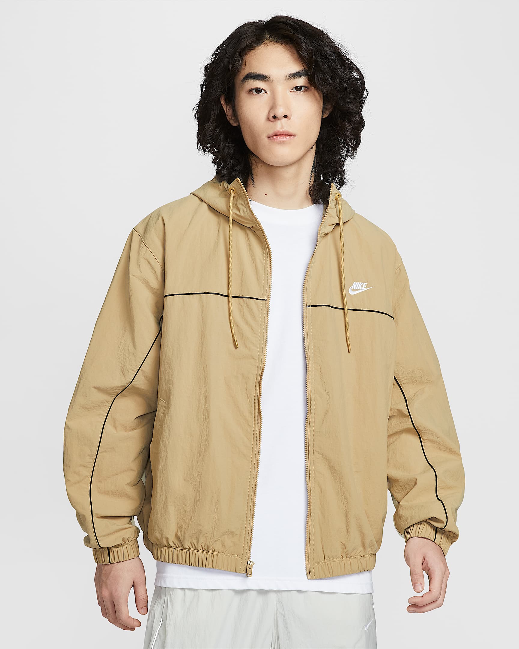 Nike Club 男子连帽夹克 - 杏茶色/浅卡其/黑/白色