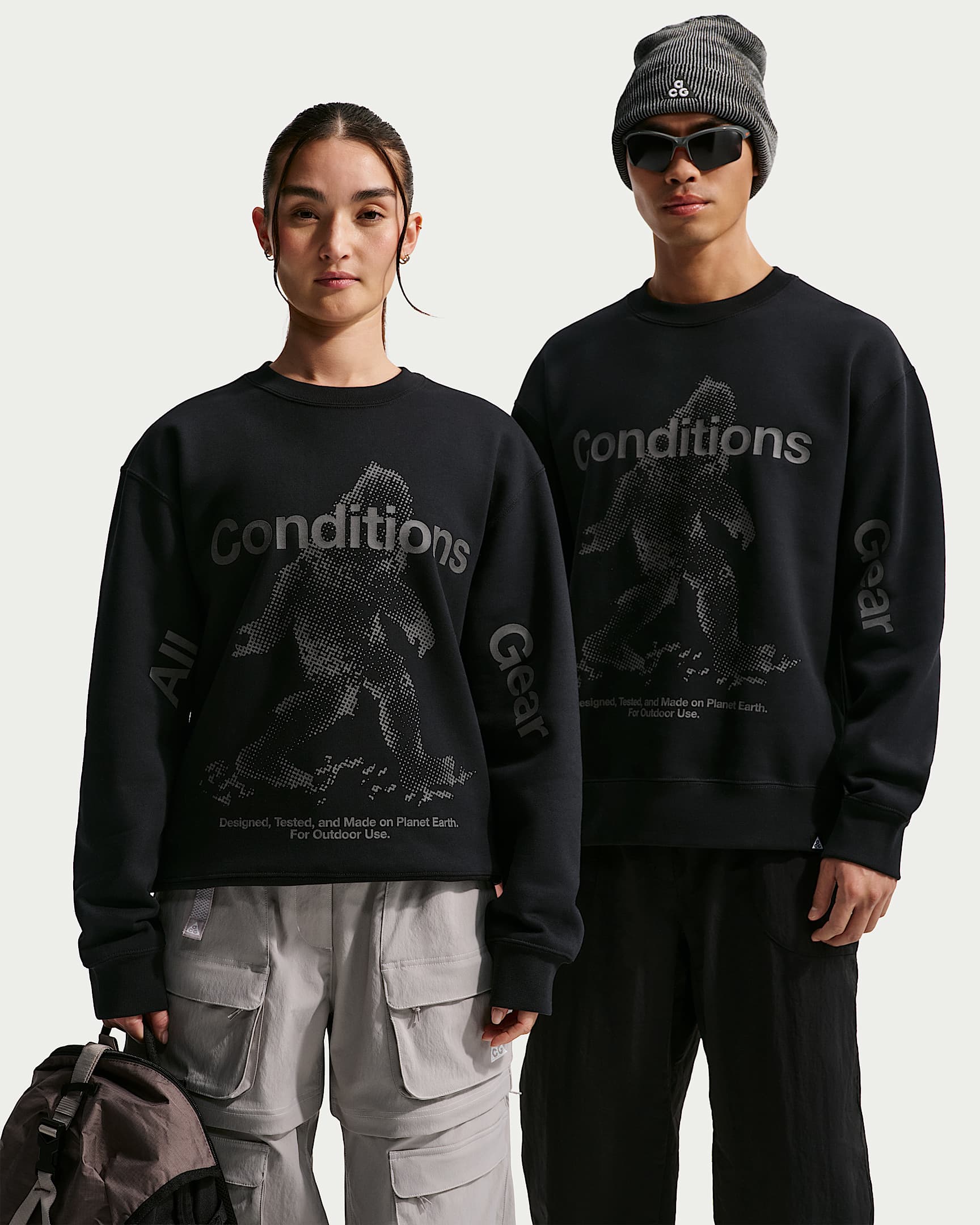 Nike ACG "Tuff Fleece" Therma-FIT 男子拒水加绒套头圆领运动衫 - 黑