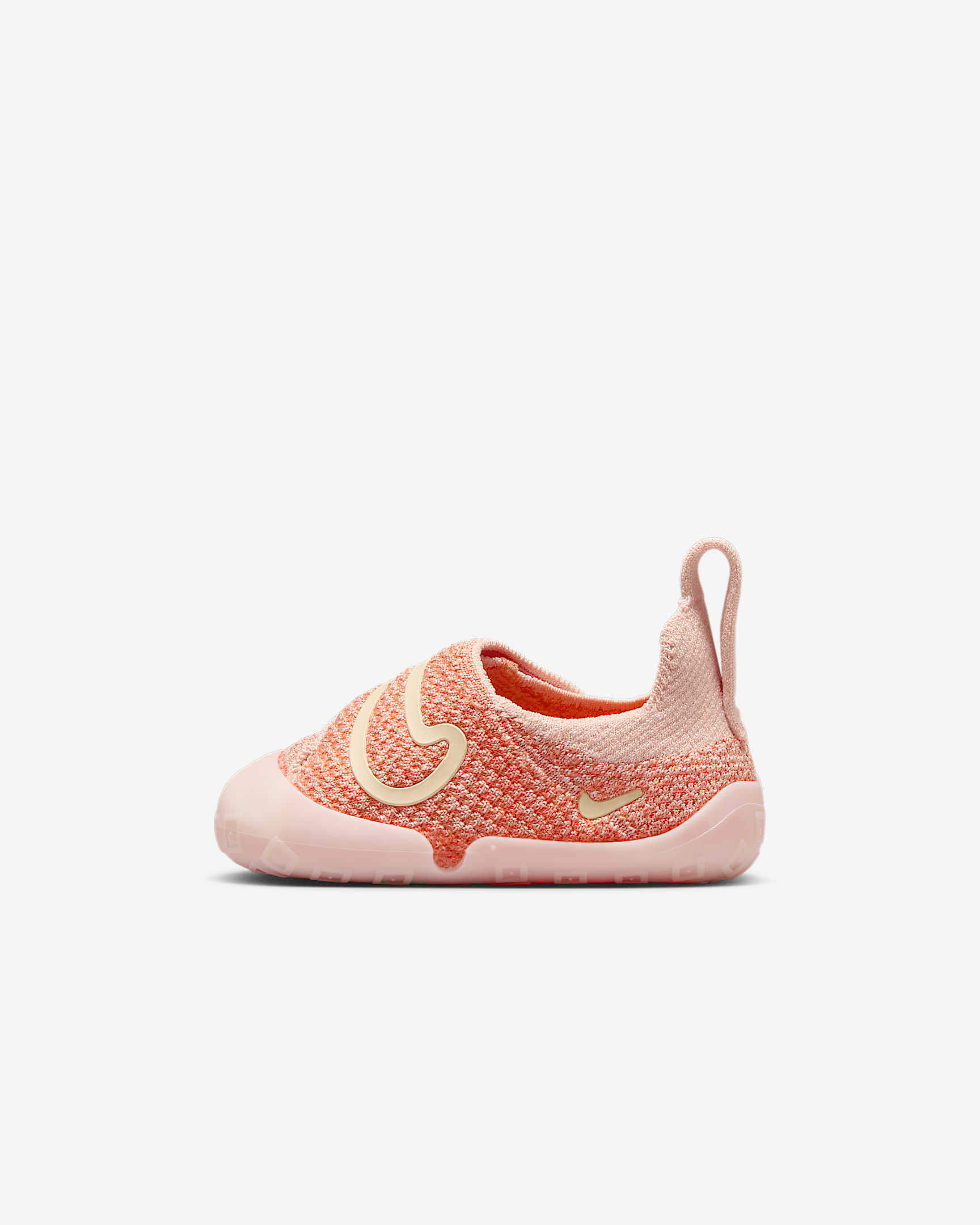 Nike Swoosh 1 婴童易穿脱运动鞋宝宝勾学步鞋 - 水洗珊瑚红/杏黄粉/棉布白