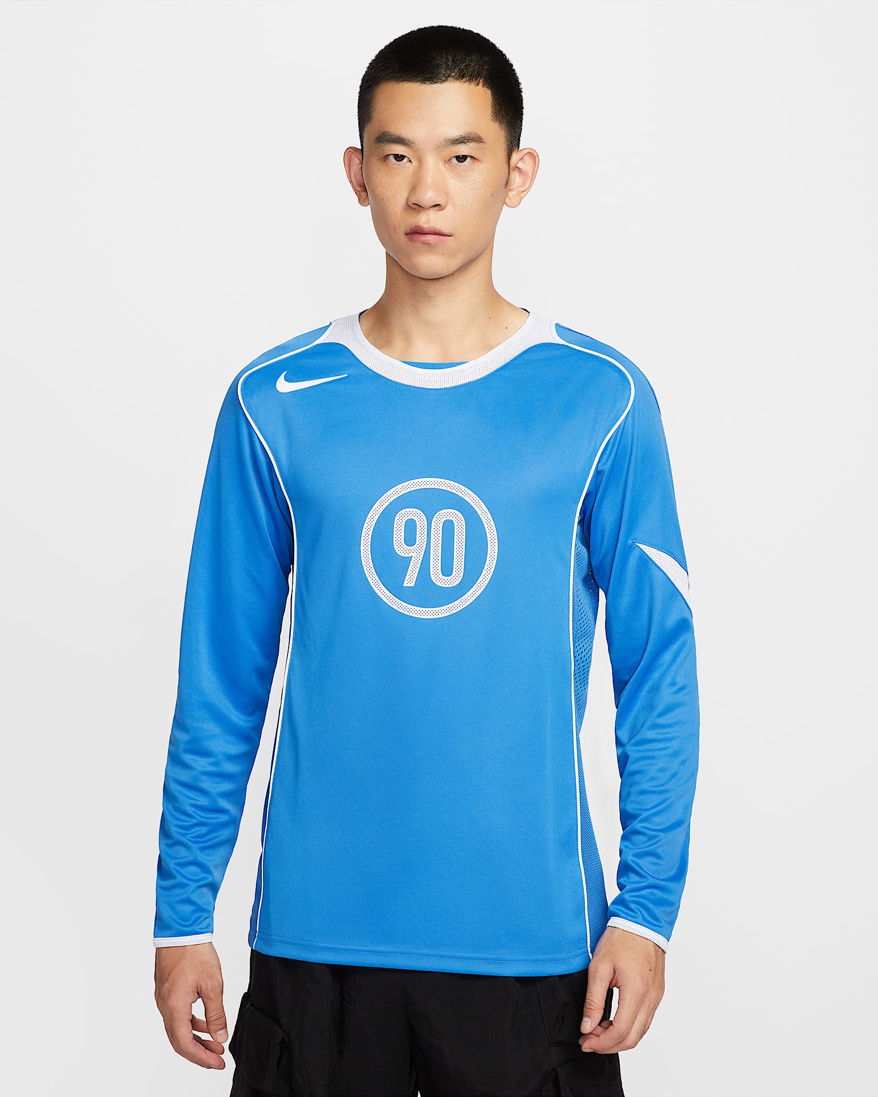 Nike Total 90 Dri-FIT 男子速干长袖足球上衣 - 浅清透蓝/白色/白色/白色