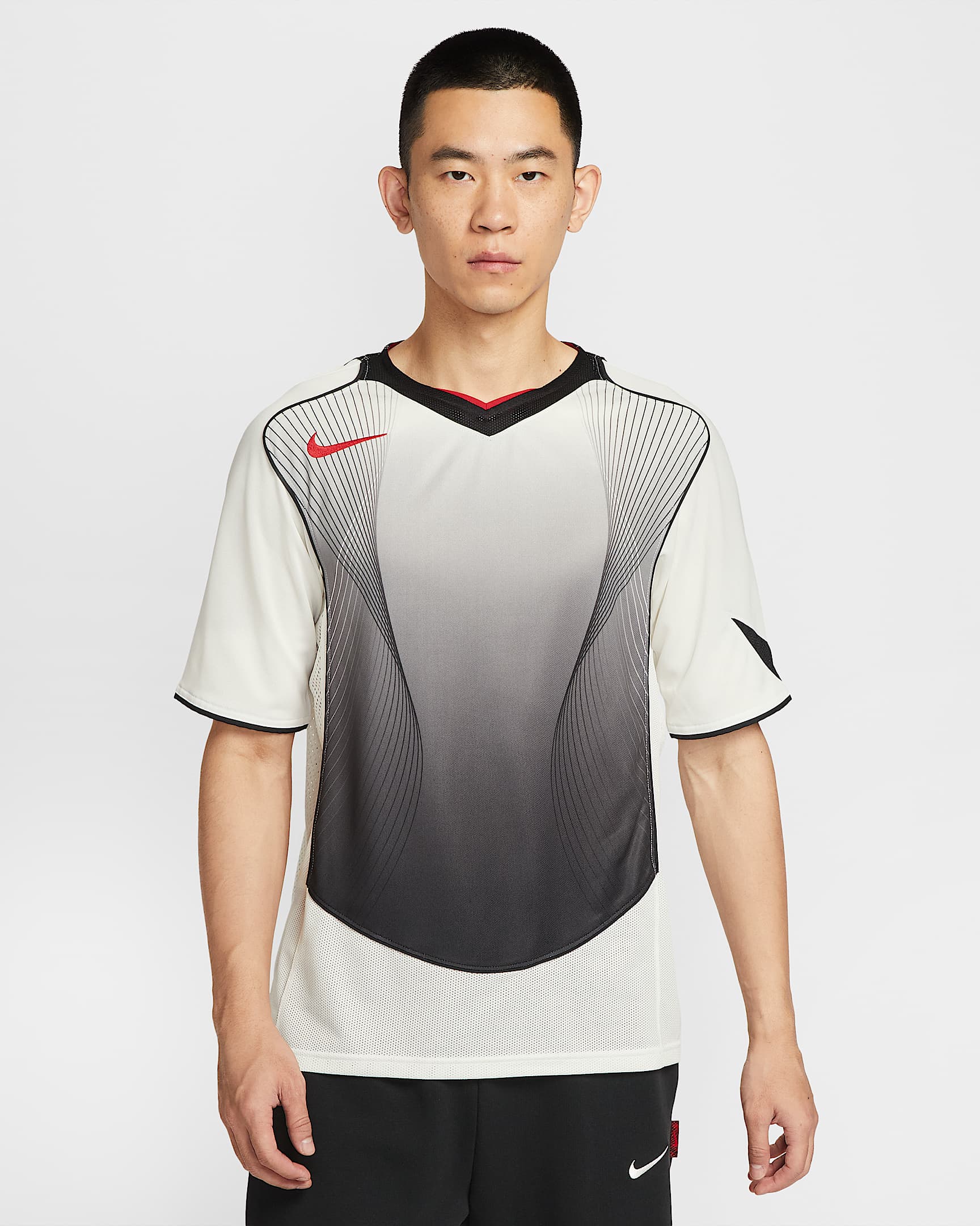 Nike Total 90 Dri-FIT 男子速干短袖足球球衣 - 帆白/黑/黑/健身红
