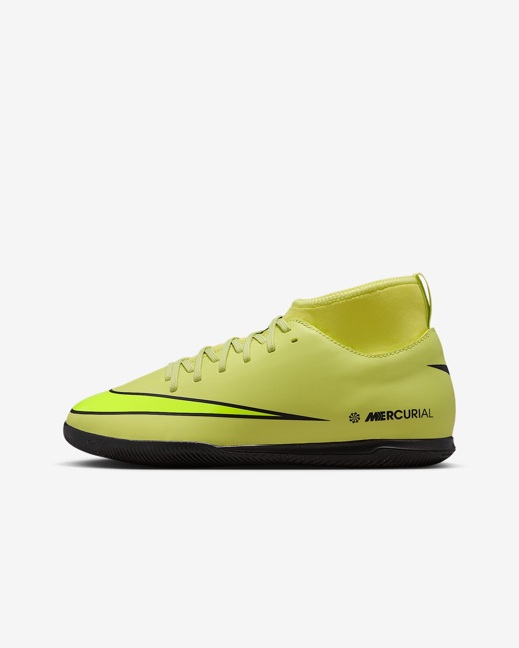 Nike Jr. Mercurial Superfly 10 Club 耐克刺客系列大童 IC 室内/球场高帮足球鞋 - 亮石灰色/橙红/荧光黄