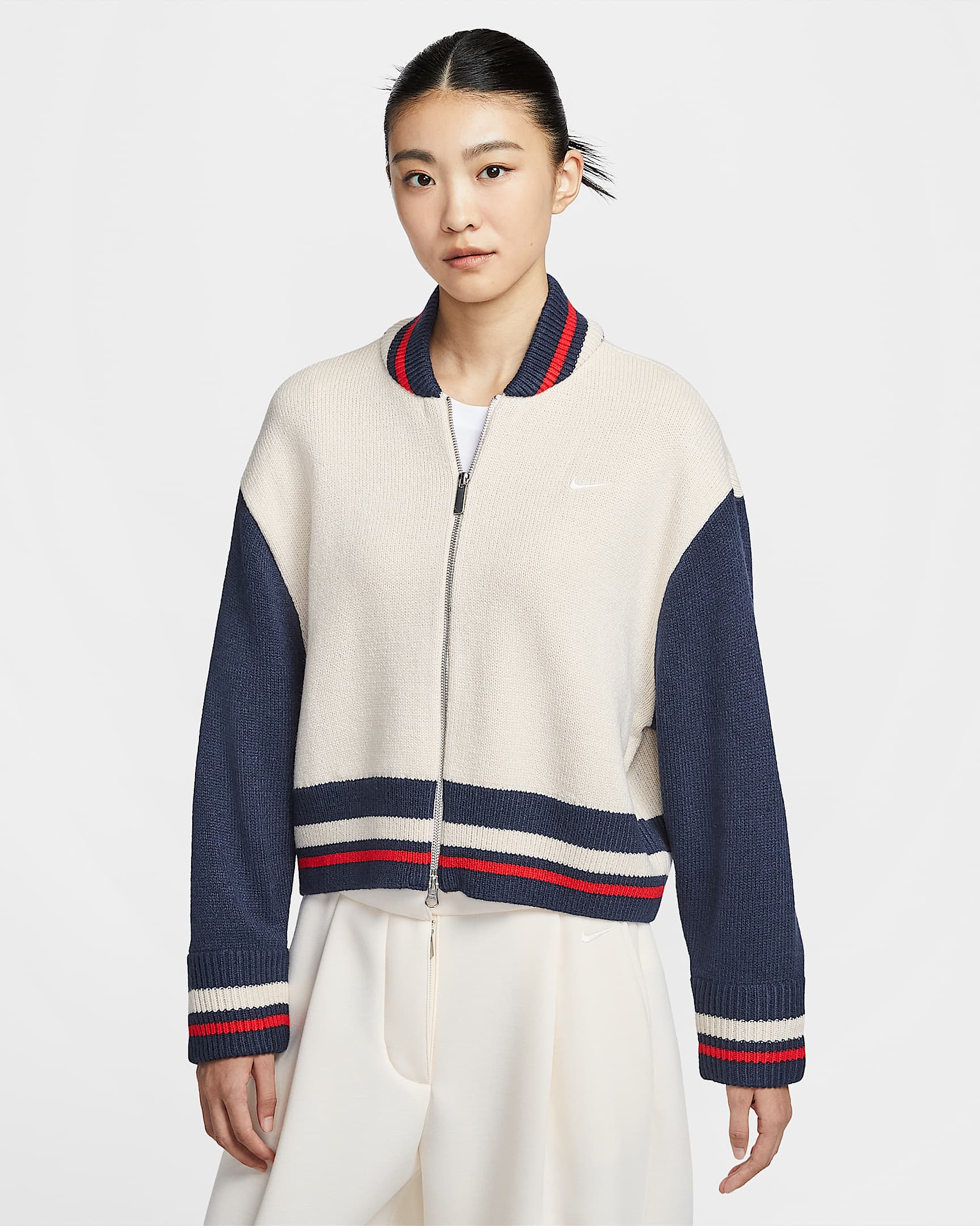Nike Sportswear 女子开衫 - 浅土褐/深藏青/大学红/帆白