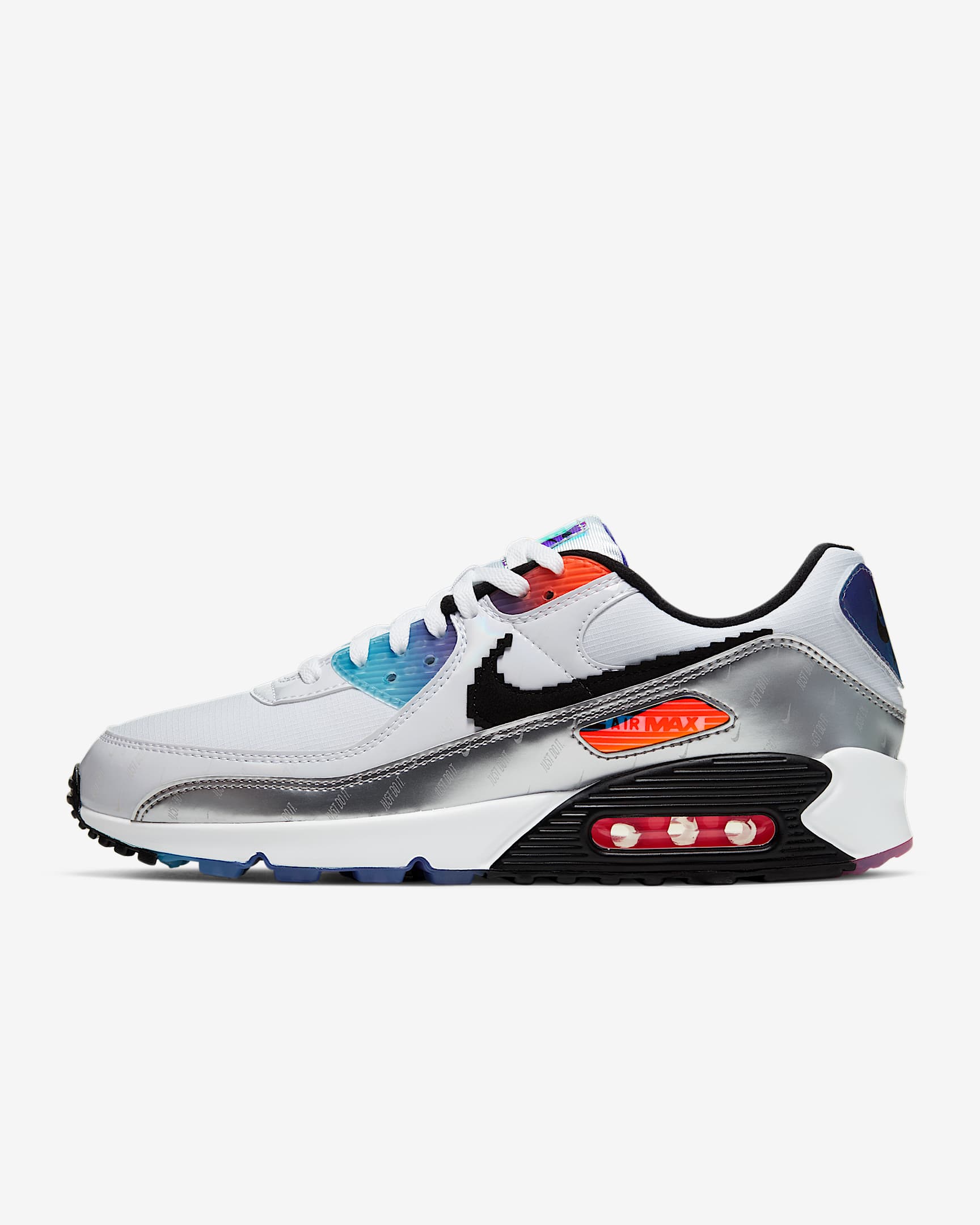 Nike Air Max 90 男子运动鞋 - 白色/白色/亮深红/黑