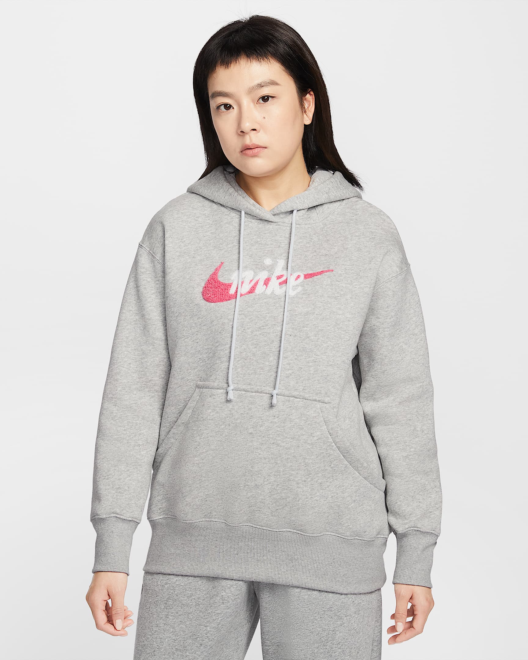 Nike Sportswear Phoenix Fleece 女子 Oversize 风加绒连帽衫 - 白金色/调色/珊瑚红
