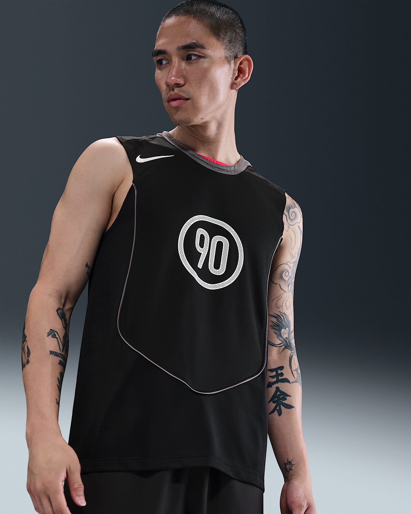 Nike Total 90 Dri-FIT 男子速干无袖足球上衣 - 黑/浅石黑/健身红/帆白