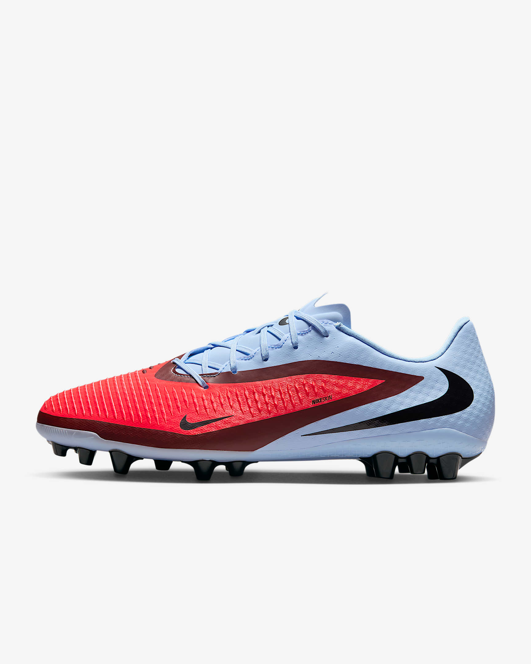 Nike Phantom 6 Low Academy 耐克暗煞系列男/女人造草地低帮足球鞋 - 浅宝石蓝/黑/亮深红