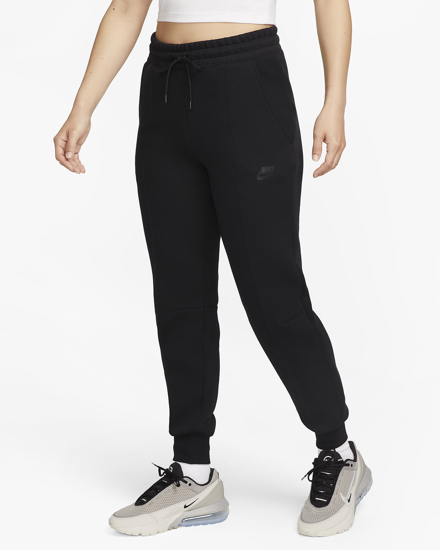 Nike Sportswear Tech Fleece 女子中腰长裤 - 黑/黑