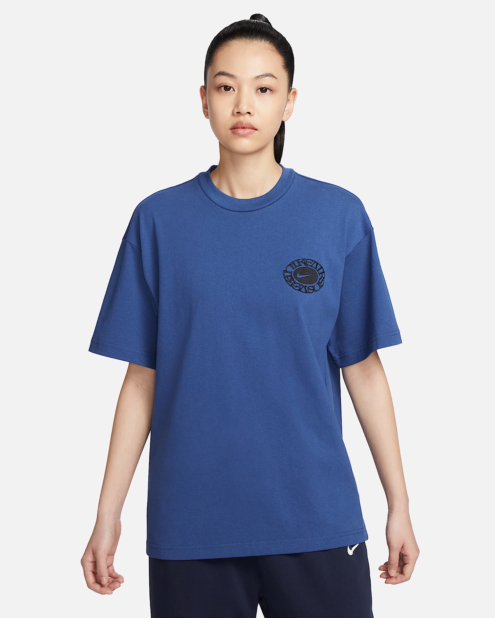Nike 男/女短袖T恤 - 法国蓝/黑