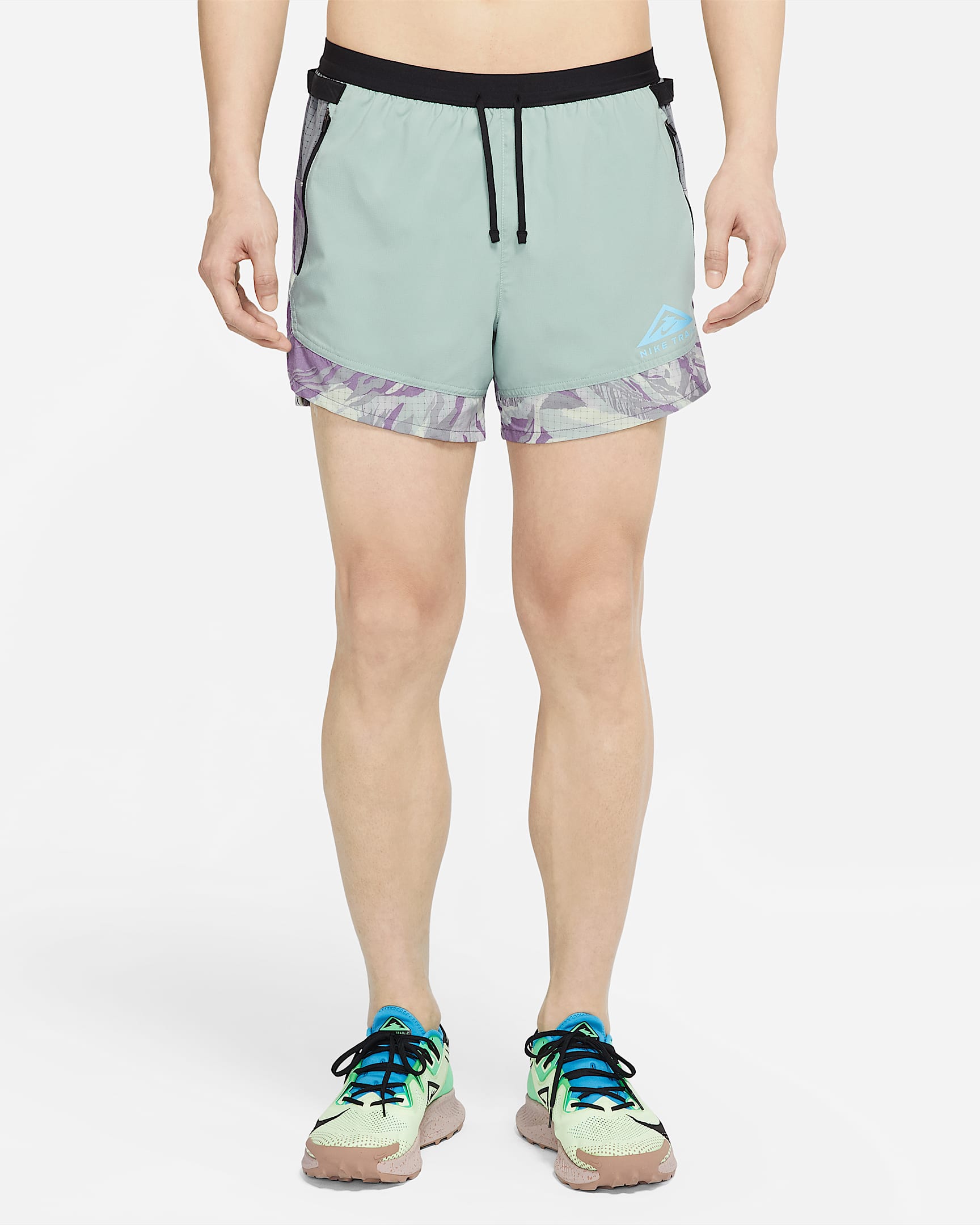 Nike Dri-FIT Stride 5" 男子衬里跑步短裤 - 灰绿/冷灰/激光蓝
